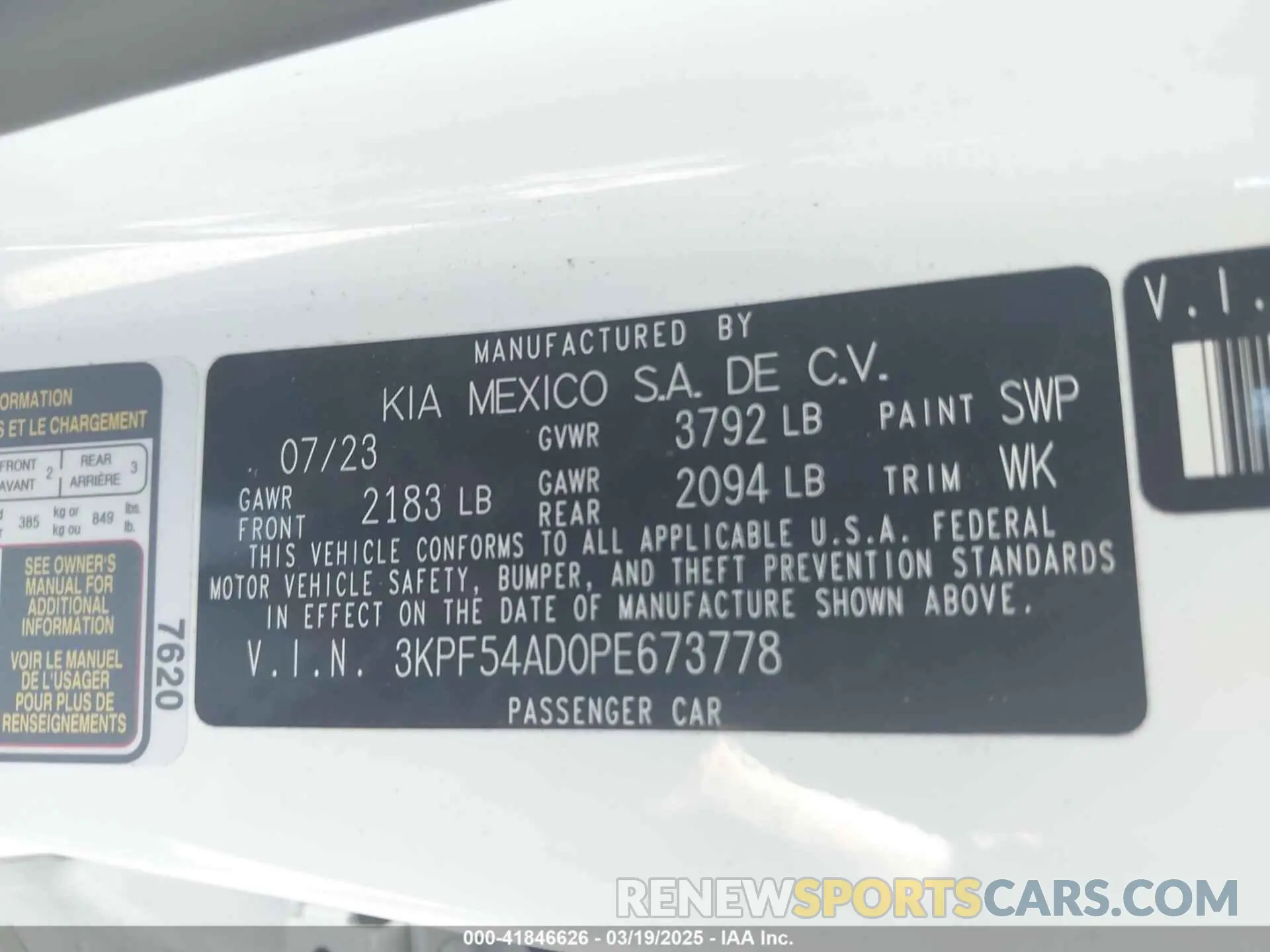 9 fotografías del automóvil dañado 3KPF54AD0PE673778 KIA FORTE 2023