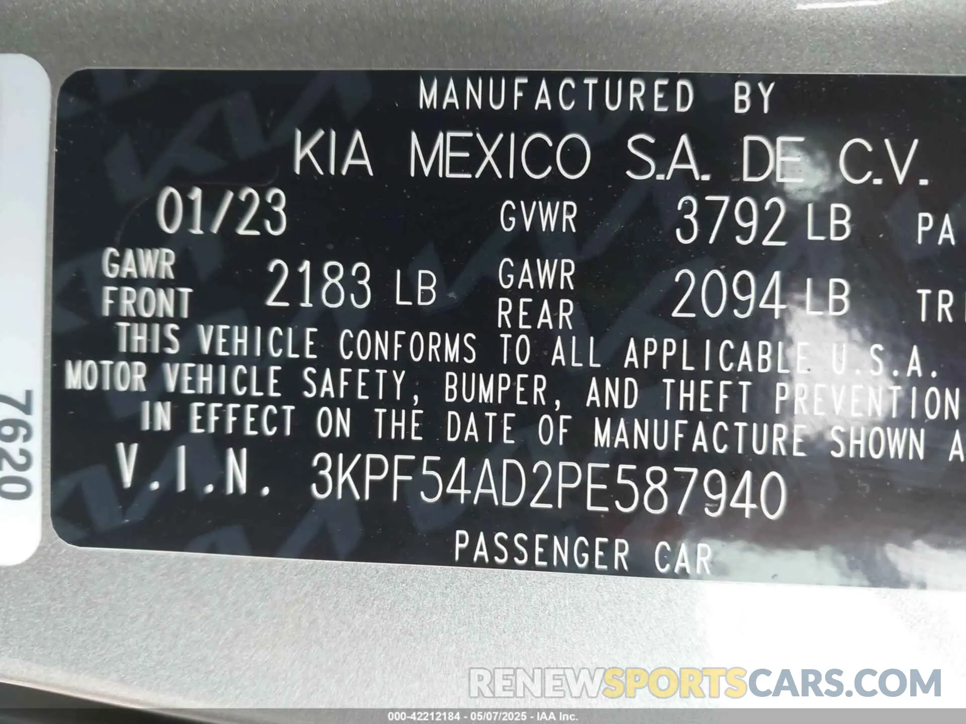 9 fotografías del automóvil dañado 3KPF54AD2PE587940 KIA FORTE 2023