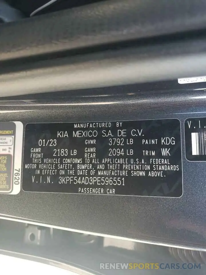 14 fotografías del automóvil dañado 3KPF54AD3PE596551 KIA FORTE 2023