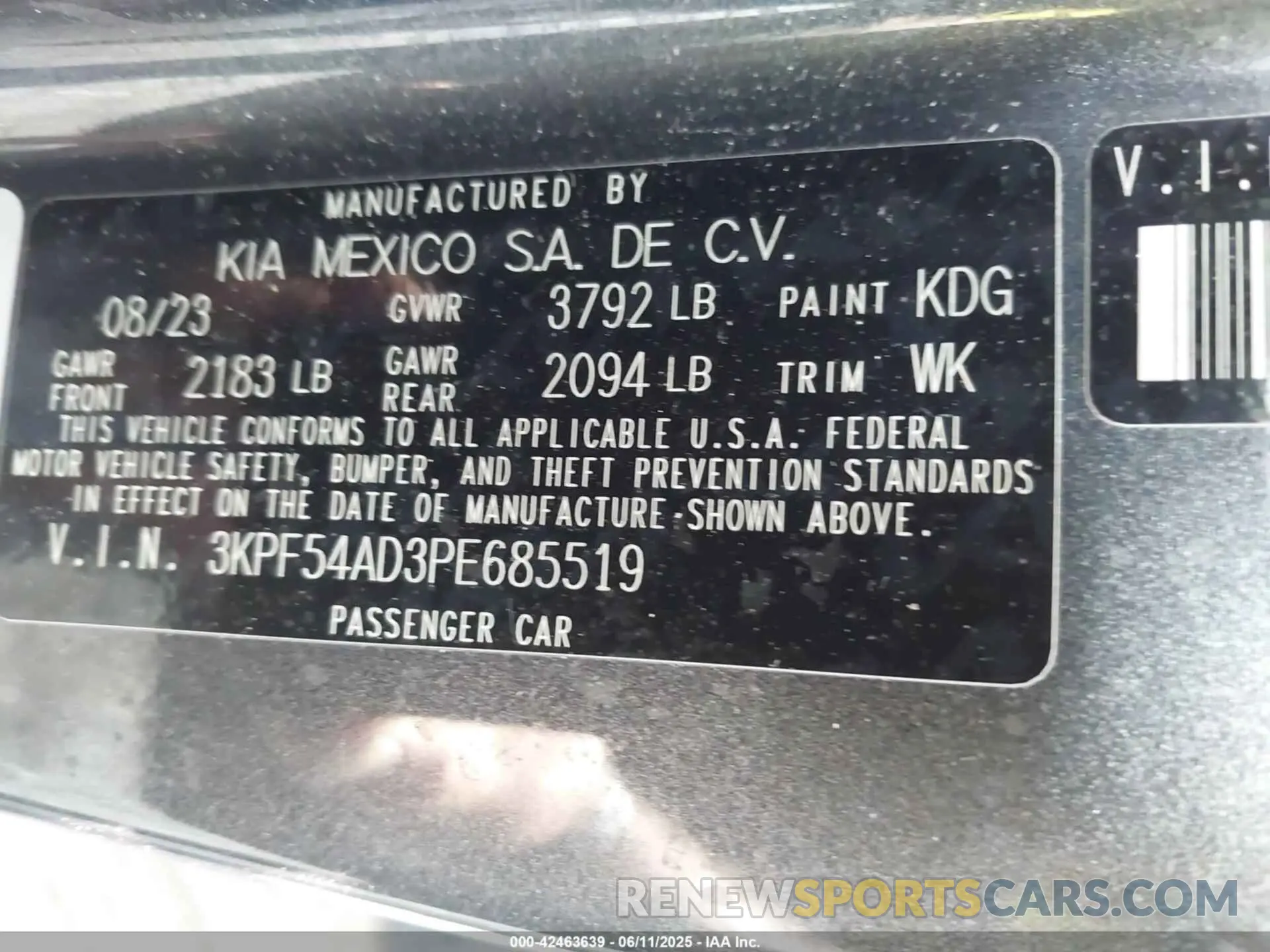 9 fotografías del automóvil dañado 3KPF54AD3PE685519 KIA FORTE 2023
