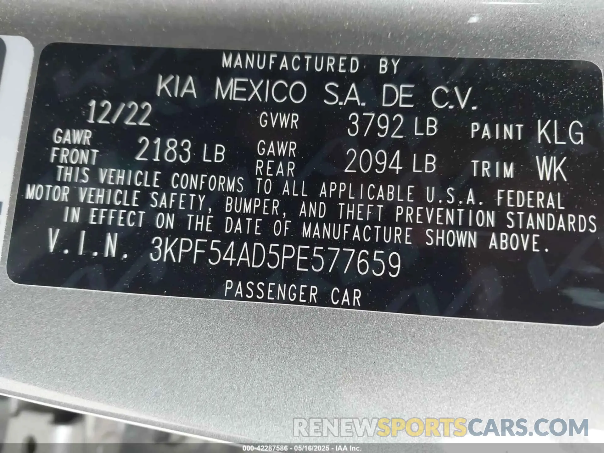 9 fotografías del automóvil dañado 3KPF54AD5PE577659 KIA FORTE 2023