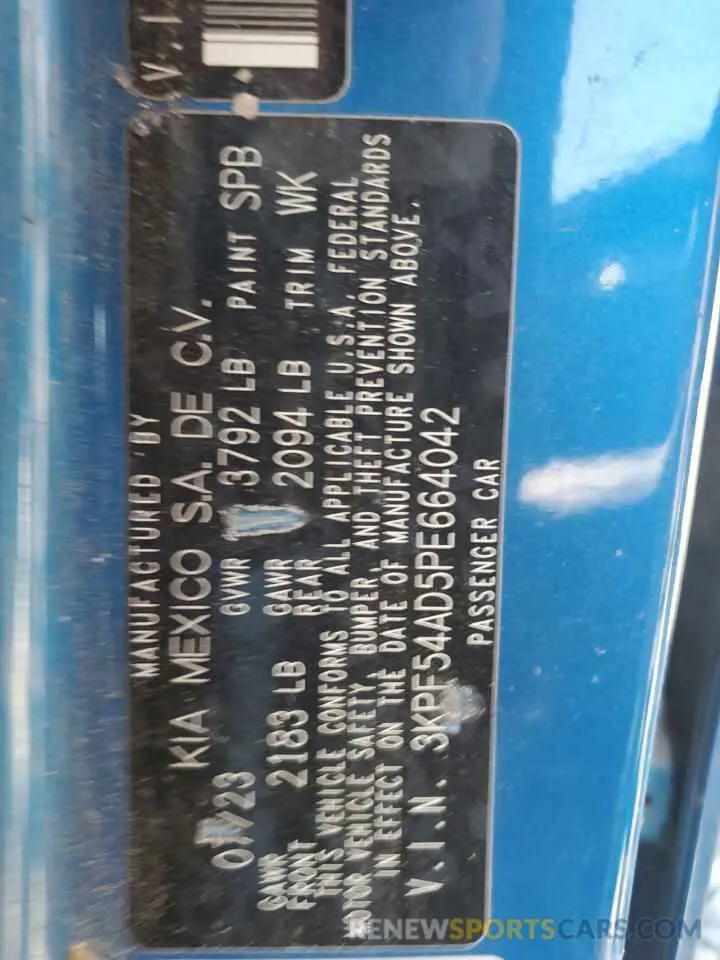 12 fotografías del automóvil dañado 3KPF54AD5PE664042 KIA FORTE 2023