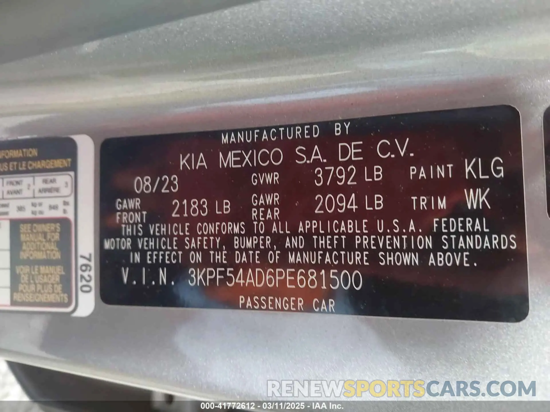 9 fotografías del automóvil dañado 3KPF54AD6PE681500 KIA FORTE 2023