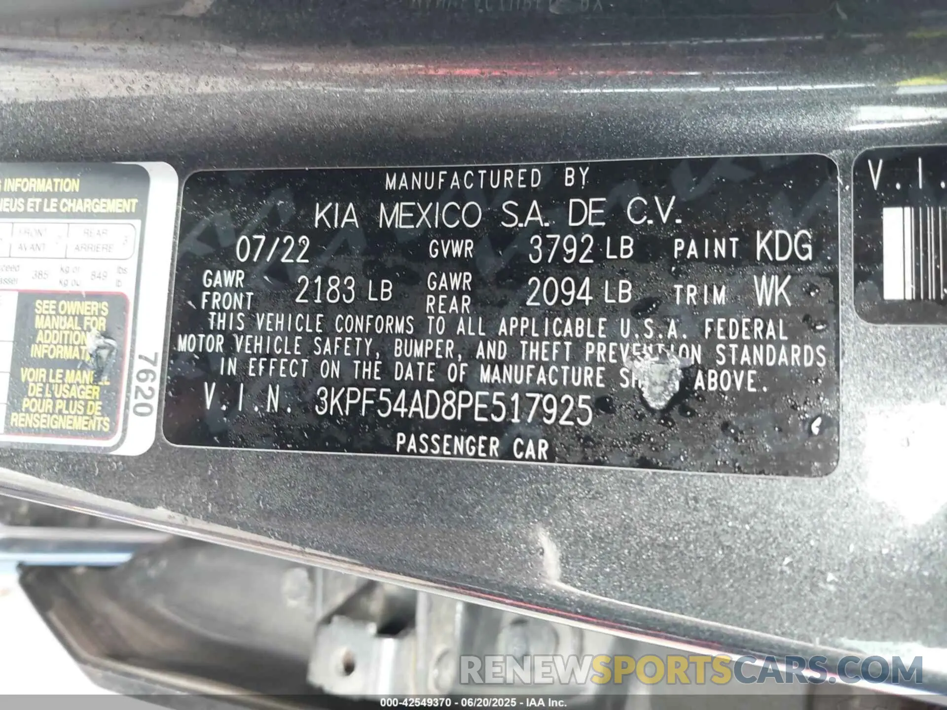 9 fotografías del automóvil dañado 3KPF54AD8PE517925 KIA FORTE 2023