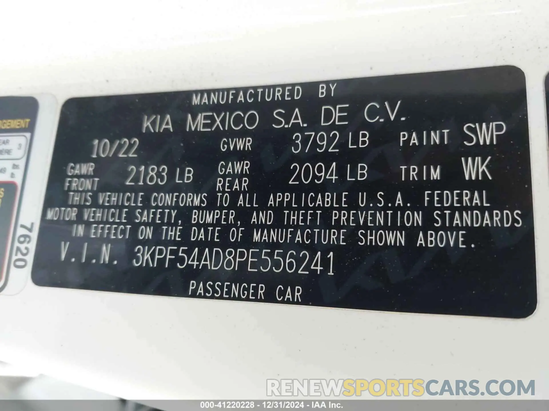 9 fotografías del automóvil dañado 3KPF54AD8PE556241 KIA FORTE 2023
