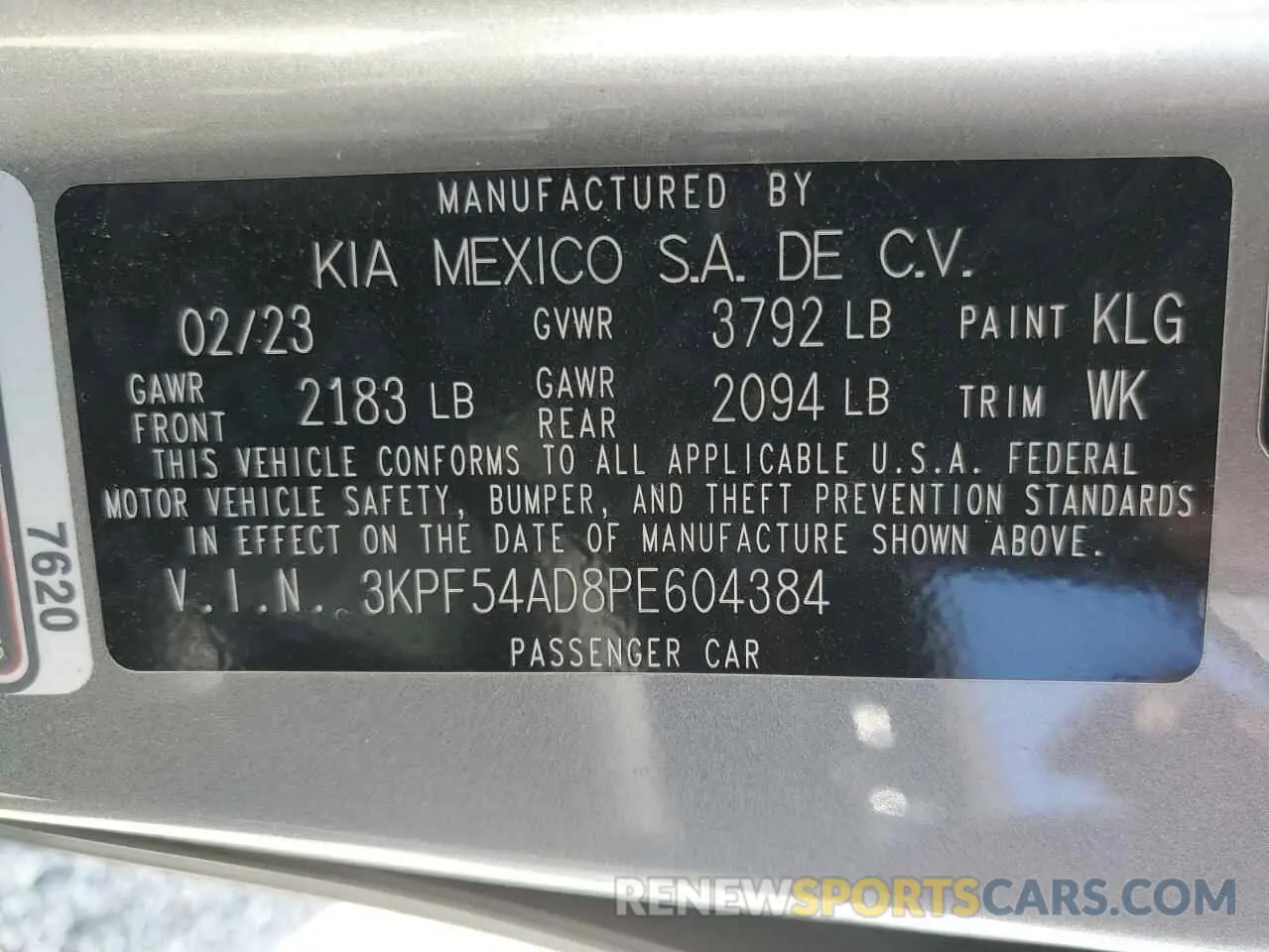 13 fotografías del automóvil dañado 3KPF54AD8PE604384 KIA FORTE 2023