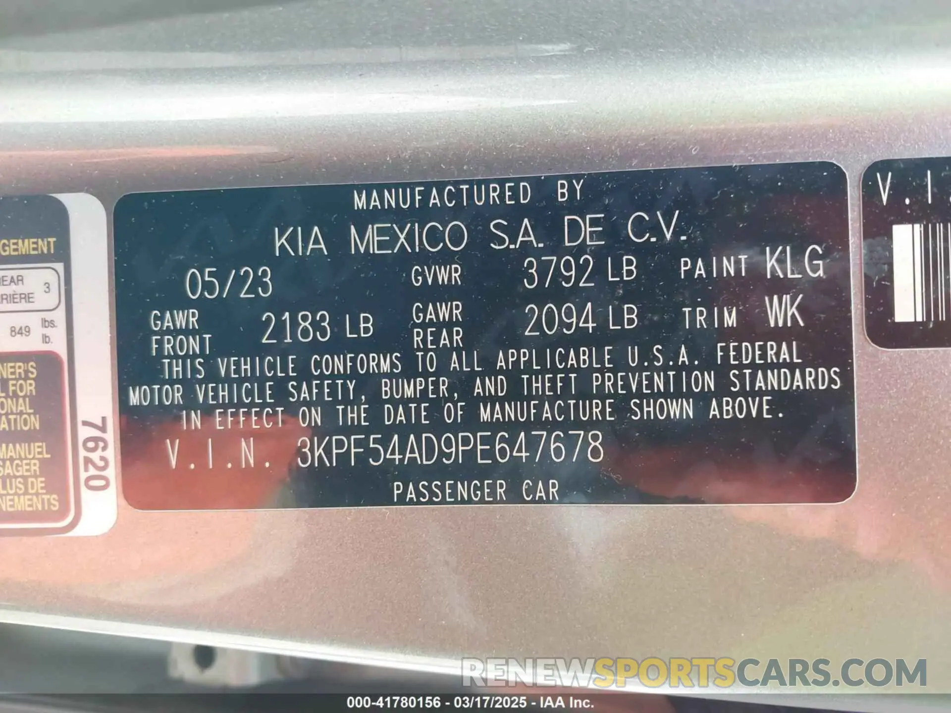 9 fotografías del automóvil dañado 3KPF54AD9PE647678 KIA FORTE 2023