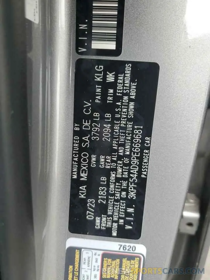 13 fotografías del automóvil dañado 3KPF54AD9PE669681 KIA FORTE 2023