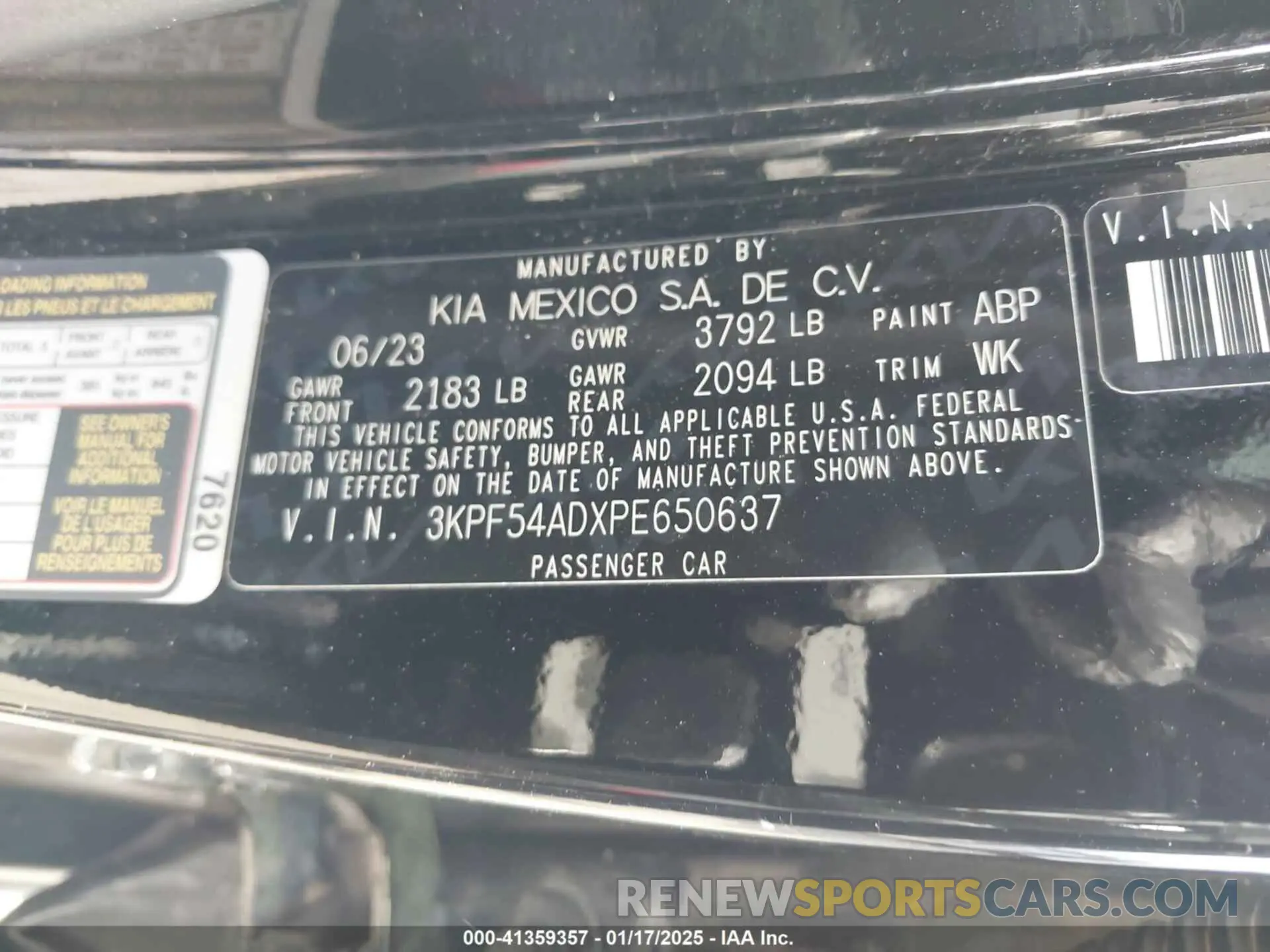 9 fotografías del automóvil dañado 3KPF54ADXPE650637 KIA FORTE 2023