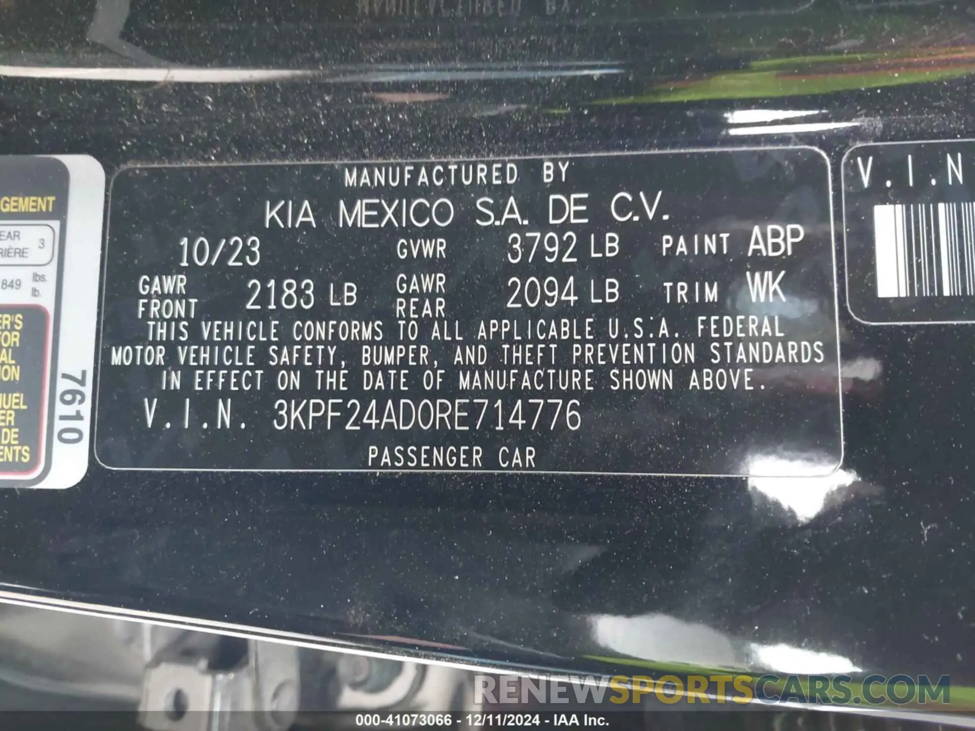 9 fotografías del automóvil dañado 3KPF24AD0RE714776 KIA FORTE 2024