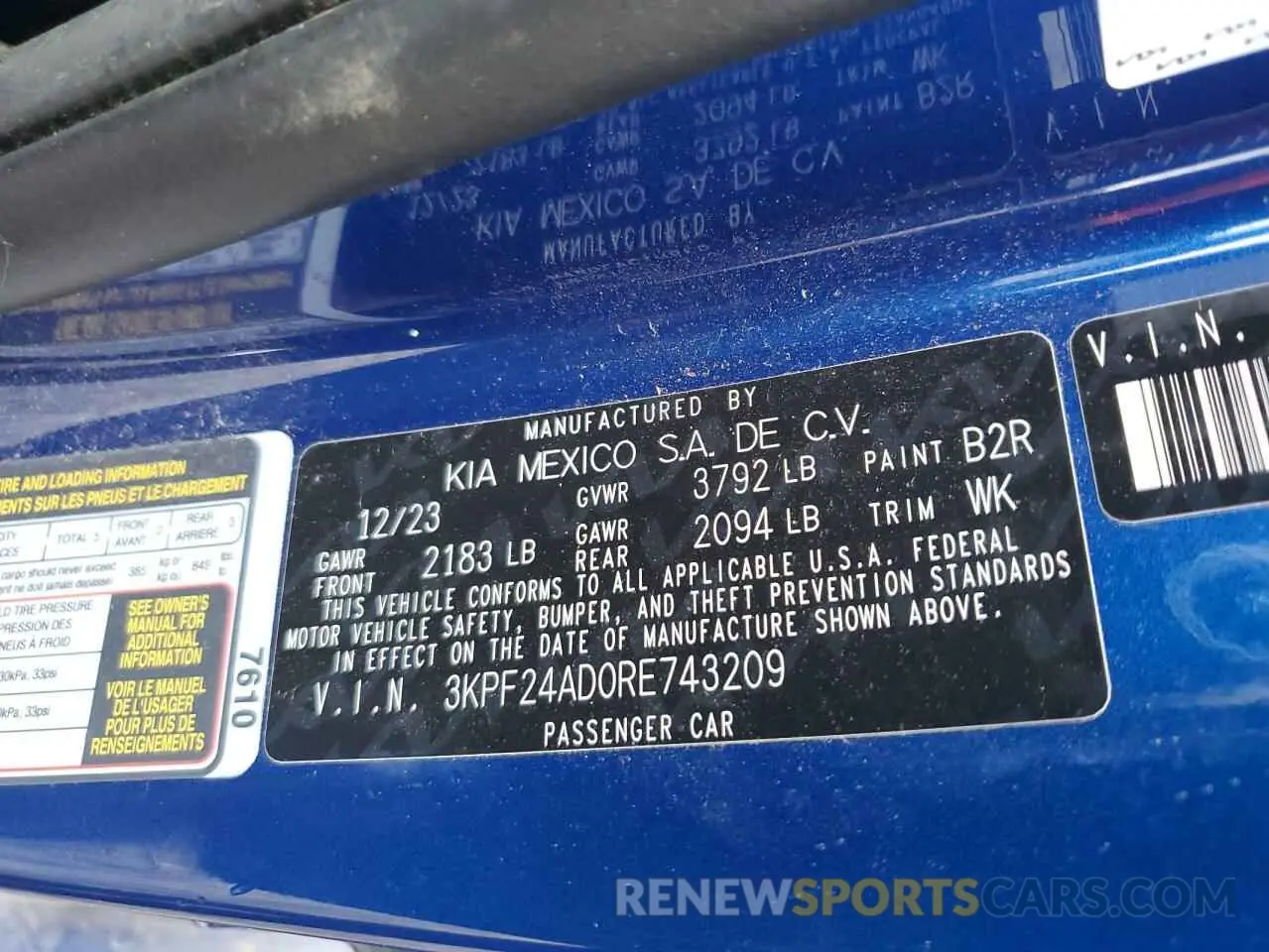 13 fotografías del automóvil dañado 3KPF24AD0RE743209 KIA FORTE 2024