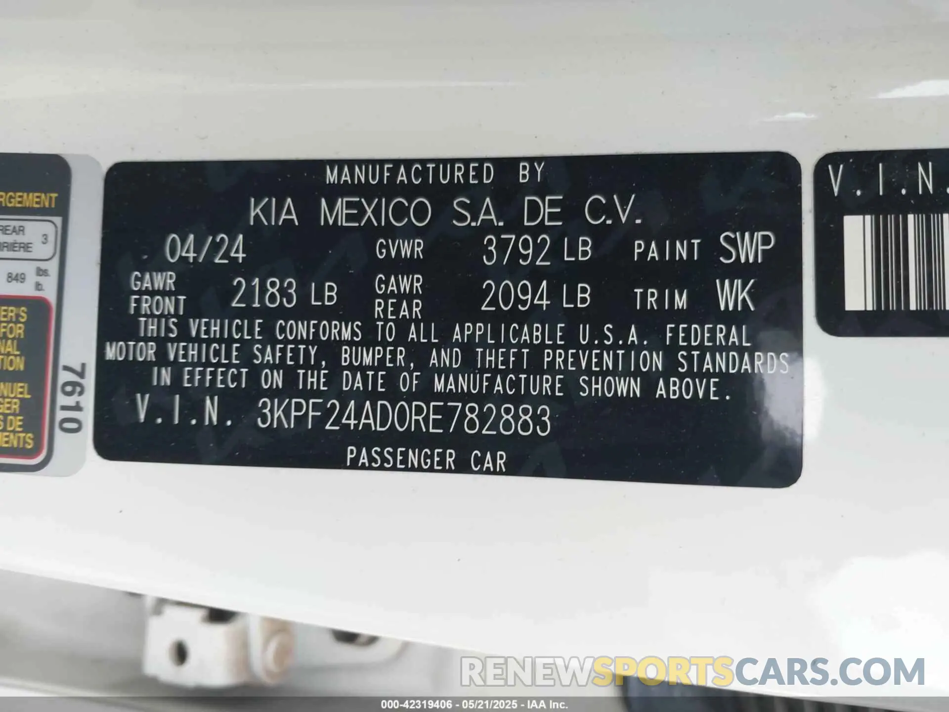 9 fotografías del automóvil dañado 3KPF24AD0RE782883 KIA FORTE 2024