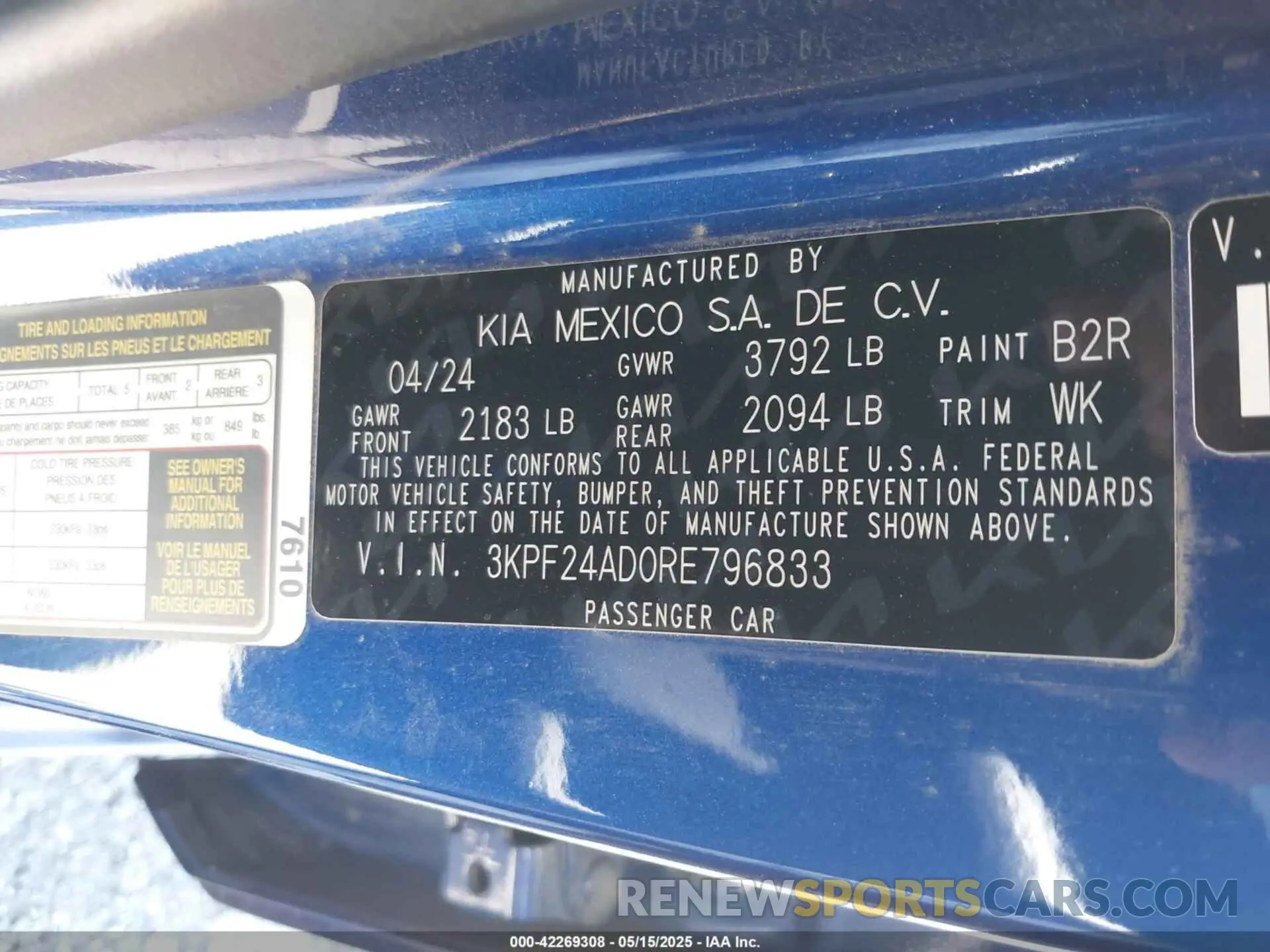 9 fotografías del automóvil dañado 3KPF24AD0RE796833 KIA FORTE 2024