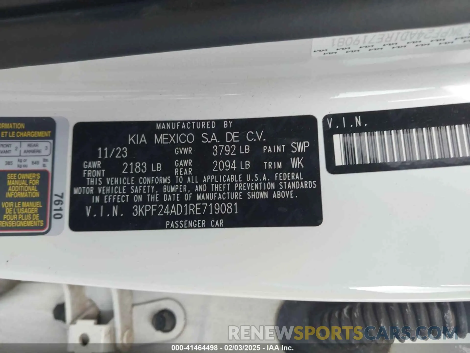 9 fotografías del automóvil dañado 3KPF24AD1RE719081 KIA FORTE 2024