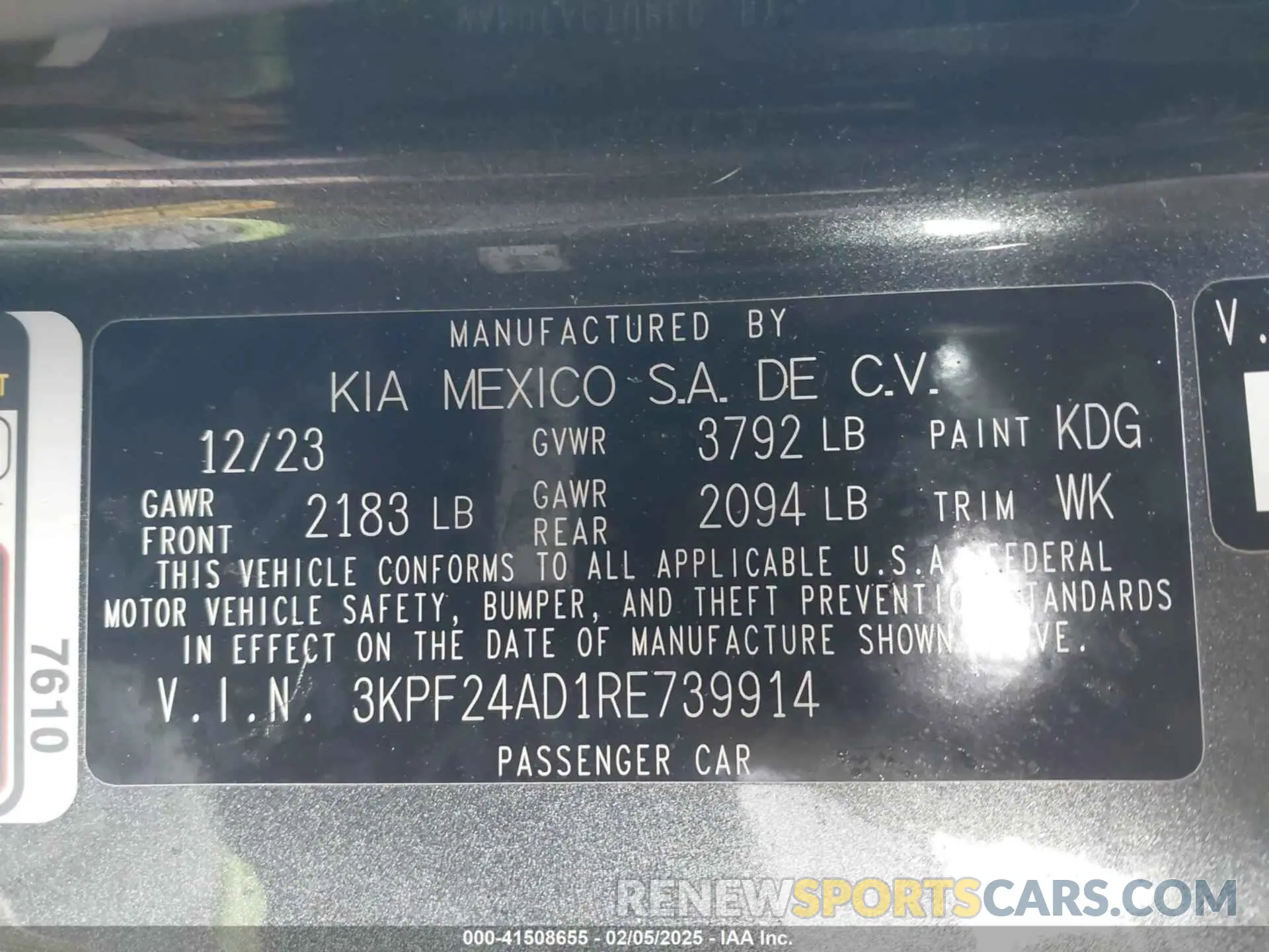 9 fotografías del automóvil dañado 3KPF24AD1RE739914 KIA FORTE 2024