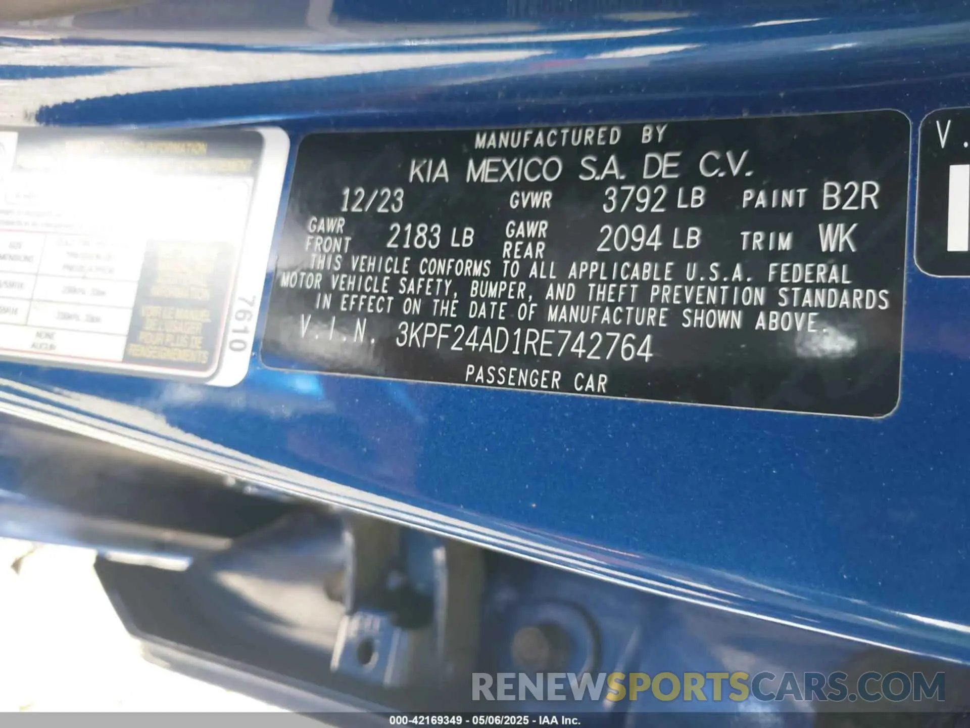 9 fotografías del automóvil dañado 3KPF24AD1RE742764 KIA FORTE 2024