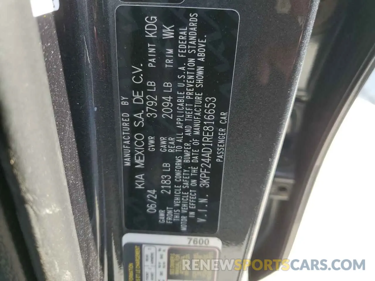 12 fotografías del automóvil dañado 3KPF24AD1RE816653 KIA FORTE 2024