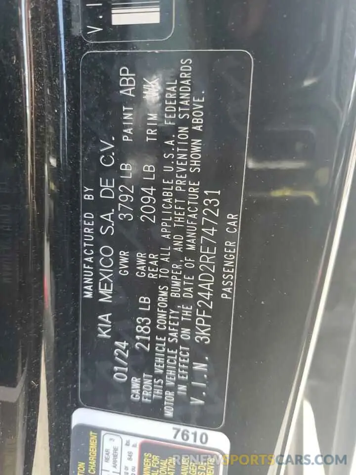 13 fotografías del automóvil dañado 3KPF24AD2RE747231 KIA FORTE 2024