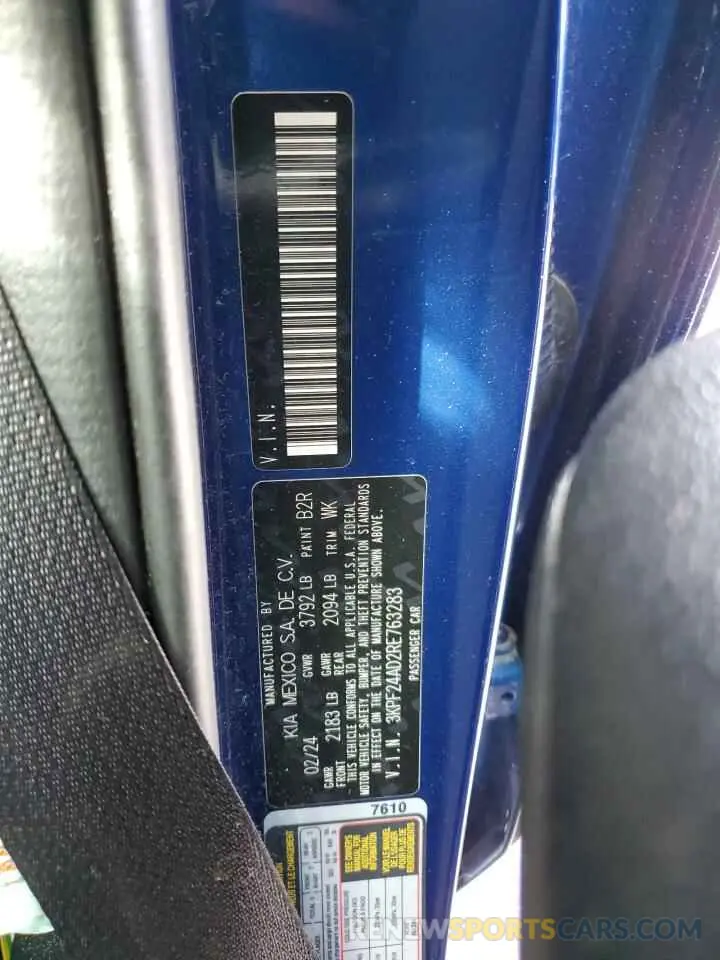 13 fotografías del automóvil dañado 3KPF24AD2RE763283 KIA FORTE 2024