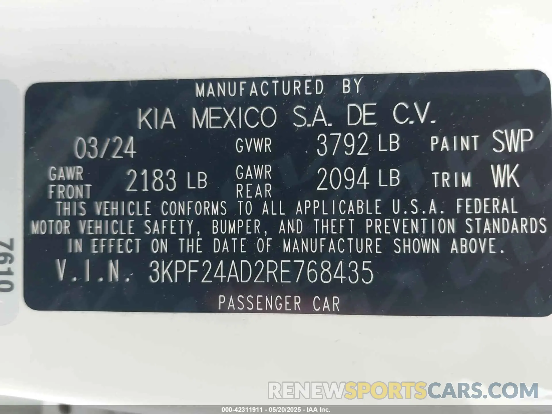 9 fotografías del automóvil dañado 3KPF24AD2RE768435 KIA FORTE 2024
