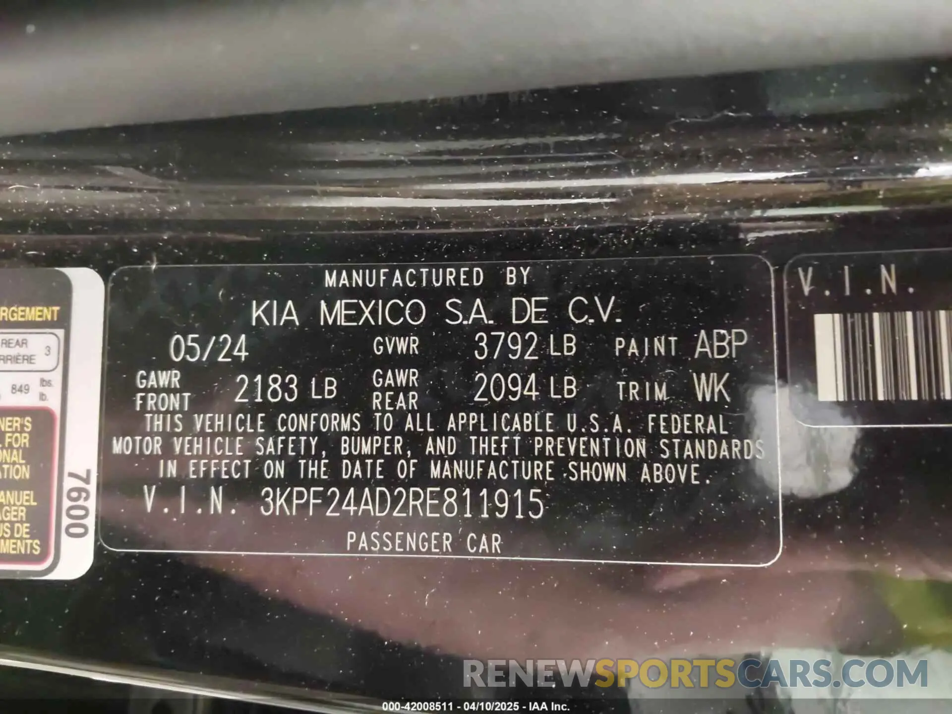 9 fotografías del automóvil dañado 3KPF24AD2RE811915 KIA FORTE 2024
