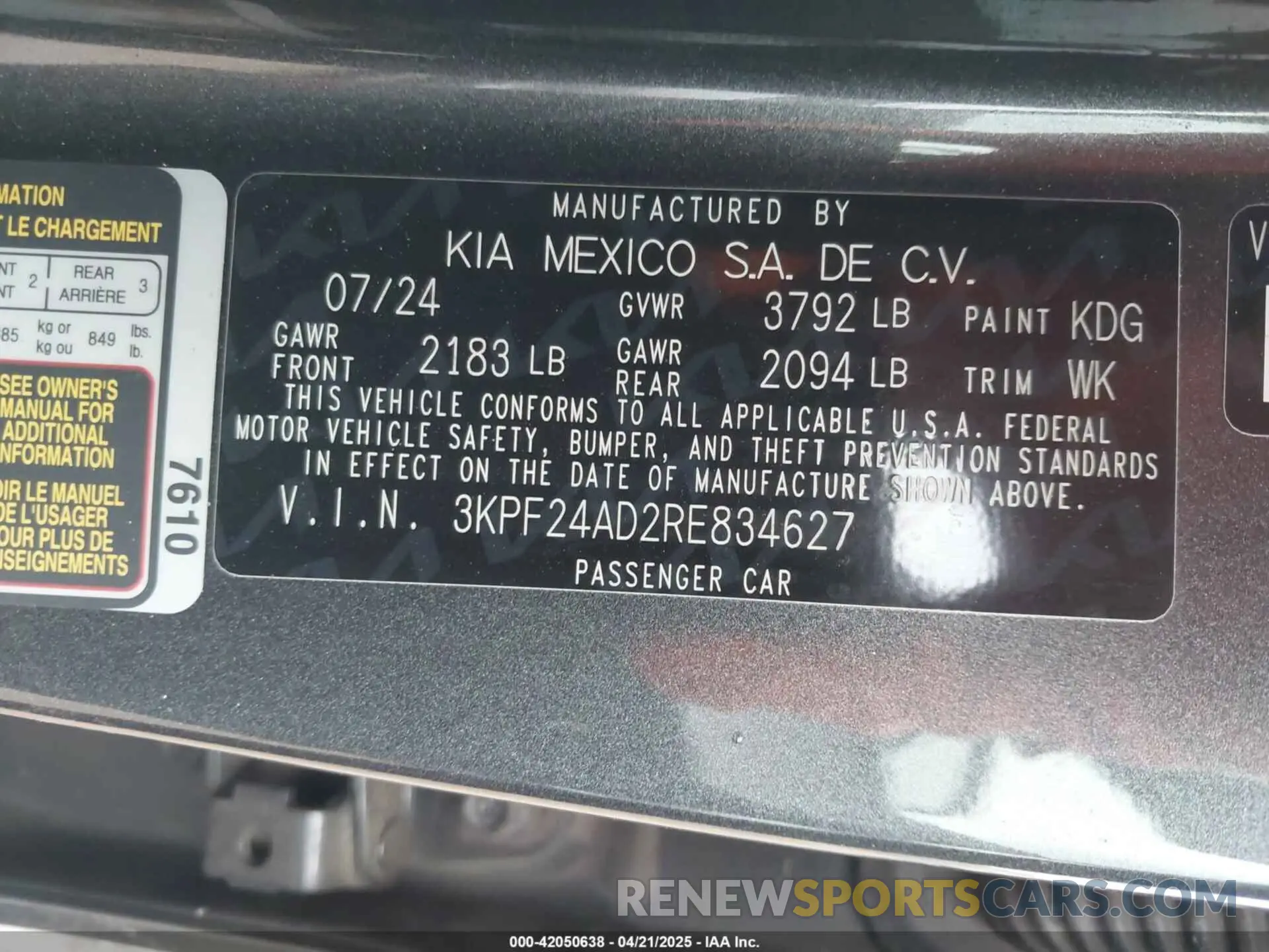 9 fotografías del automóvil dañado 3KPF24AD2RE834627 KIA FORTE 2024