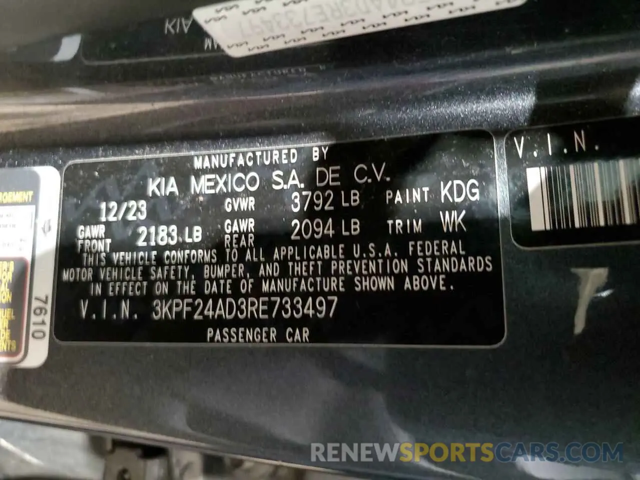 14 fotografías del automóvil dañado 3KPF24AD3RE733497 KIA FORTE 2024