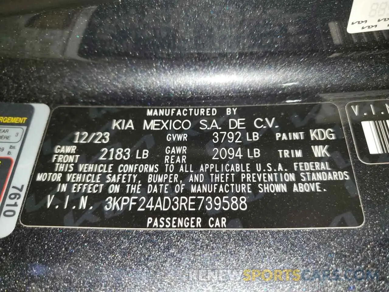 13 fotografías del automóvil dañado 3KPF24AD3RE739588 KIA FORTE 2024