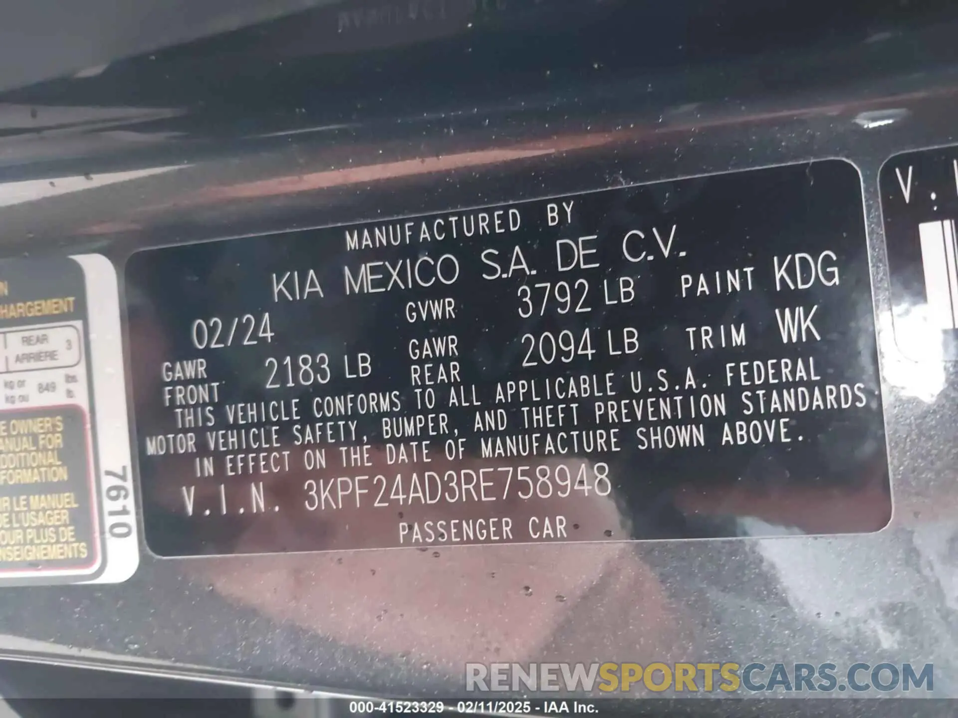 9 fotografías del automóvil dañado 3KPF24AD3RE758948 KIA FORTE 2024