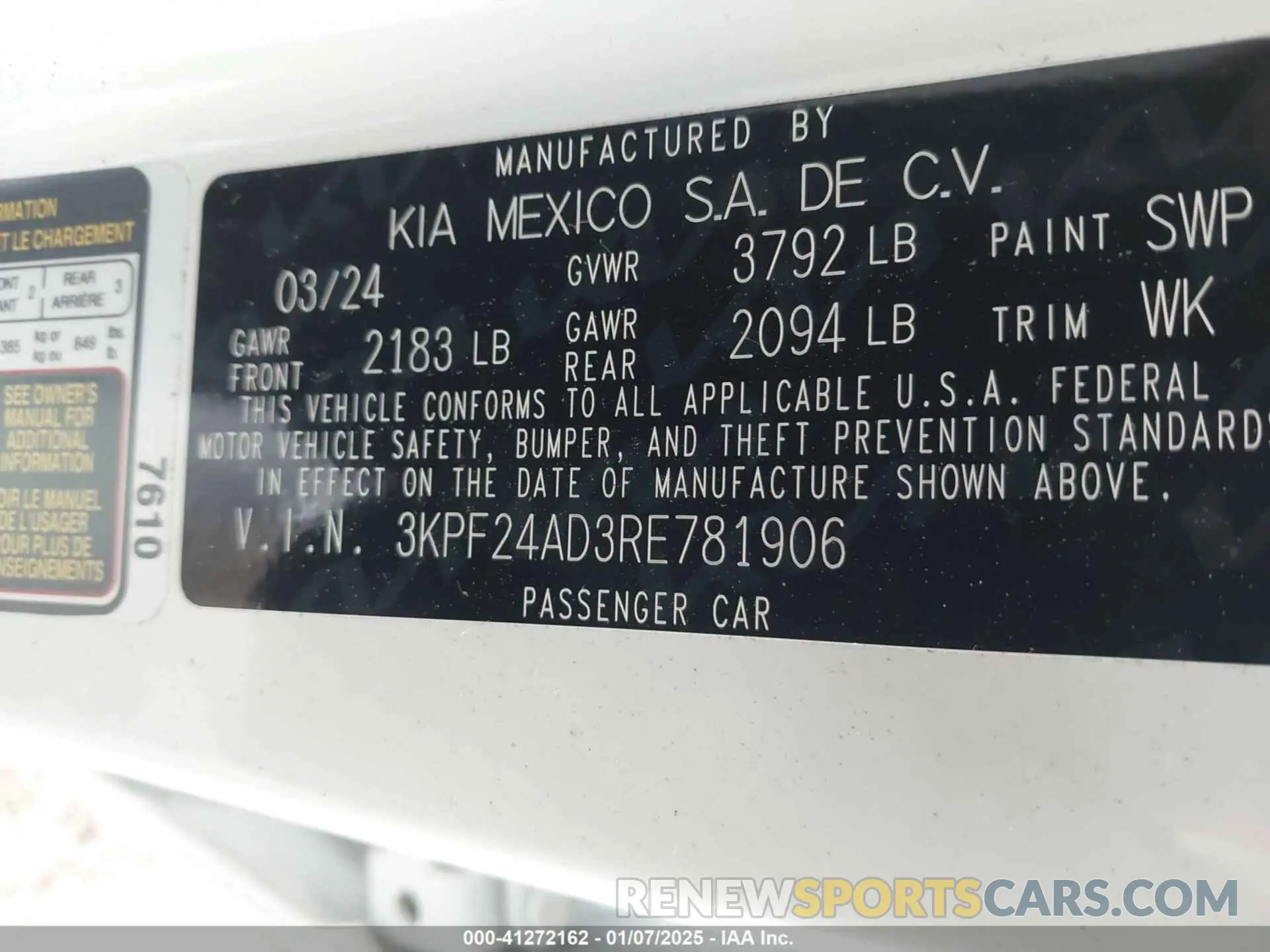 9 fotografías del automóvil dañado 3KPF24AD3RE781906 KIA FORTE 2024