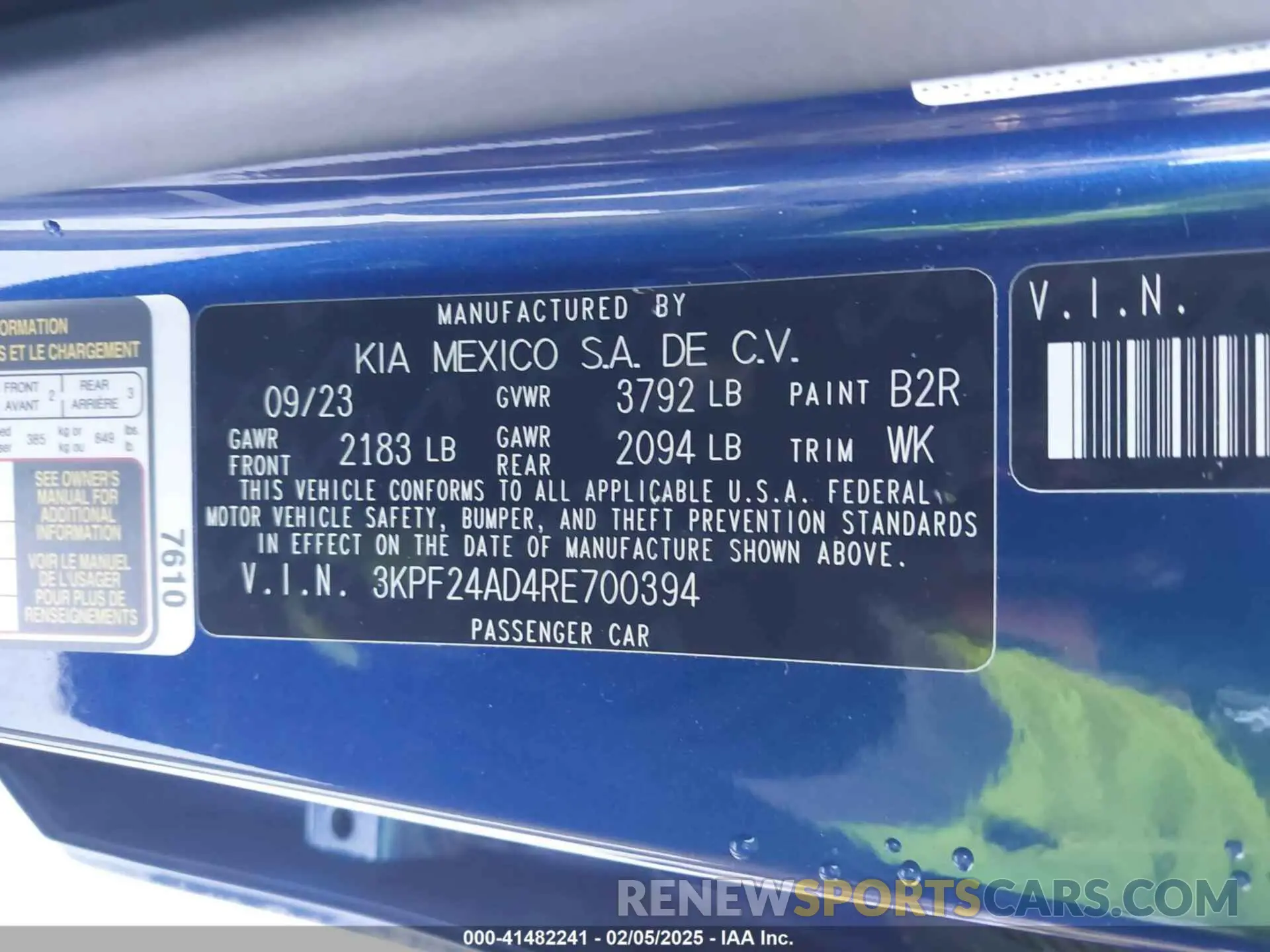9 fotografías del automóvil dañado 3KPF24AD4RE700394 KIA FORTE 2024