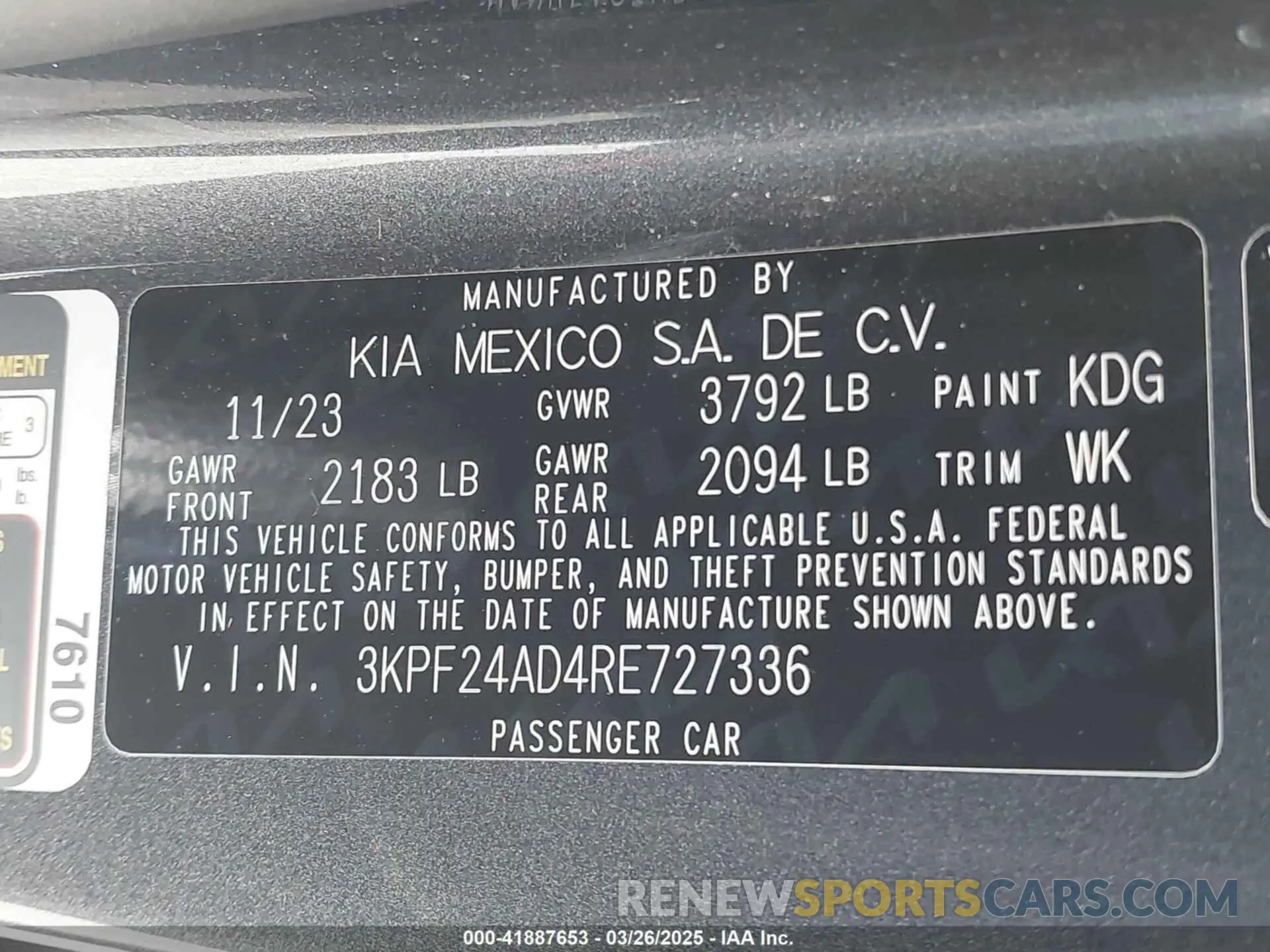 9 fotografías del automóvil dañado 3KPF24AD4RE727336 KIA FORTE 2024
