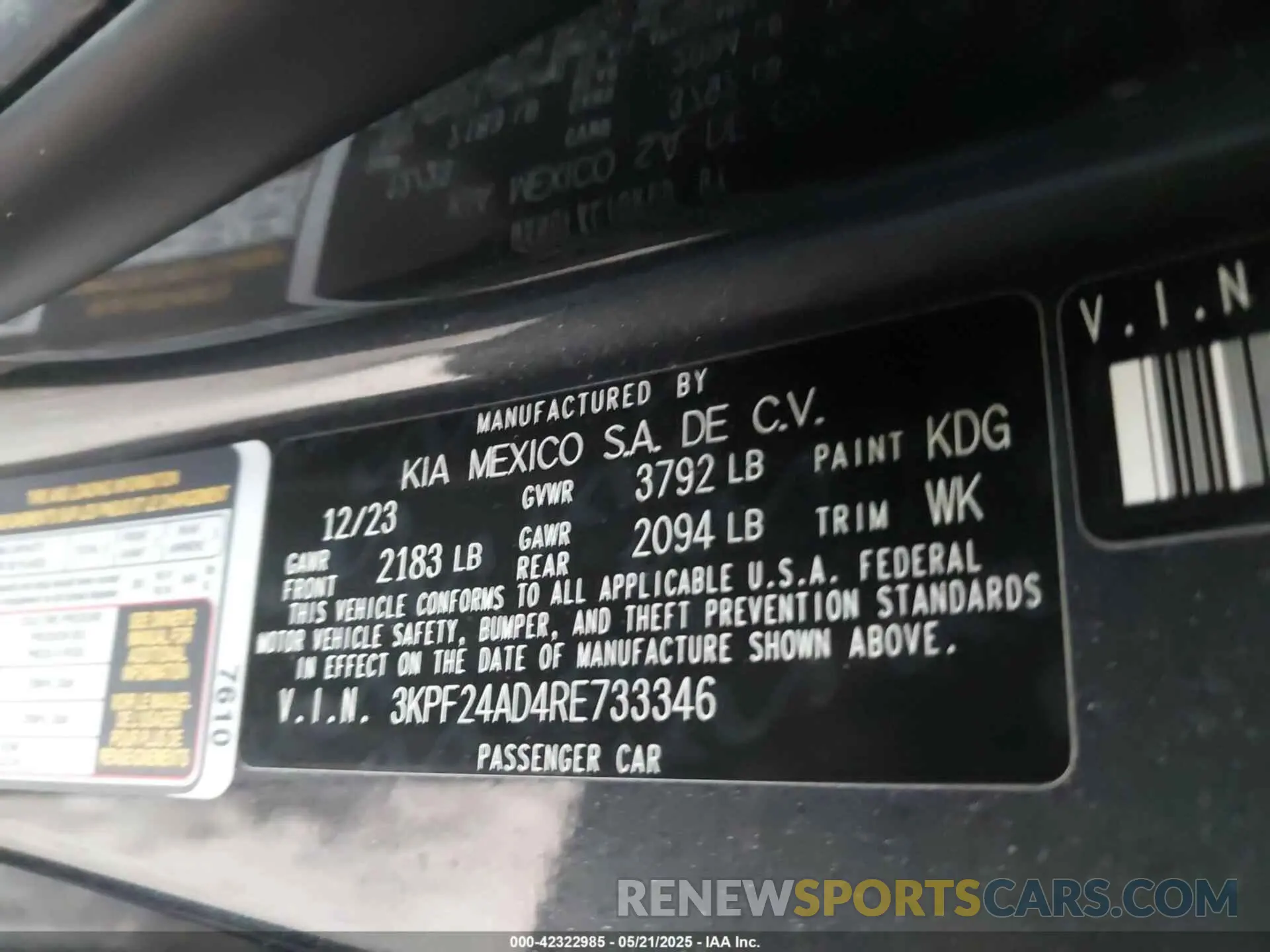 9 fotografías del automóvil dañado 3KPF24AD4RE733346 KIA FORTE 2024