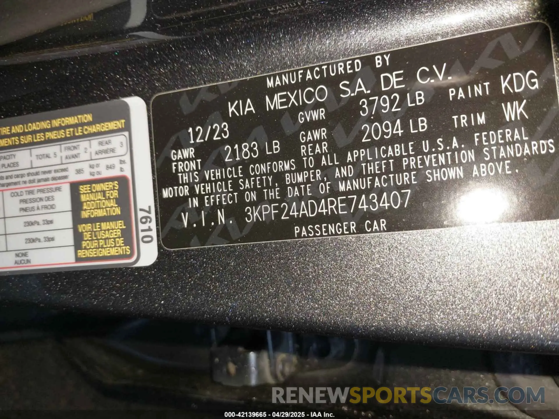 9 fotografías del automóvil dañado 3KPF24AD4RE743407 KIA FORTE 2024