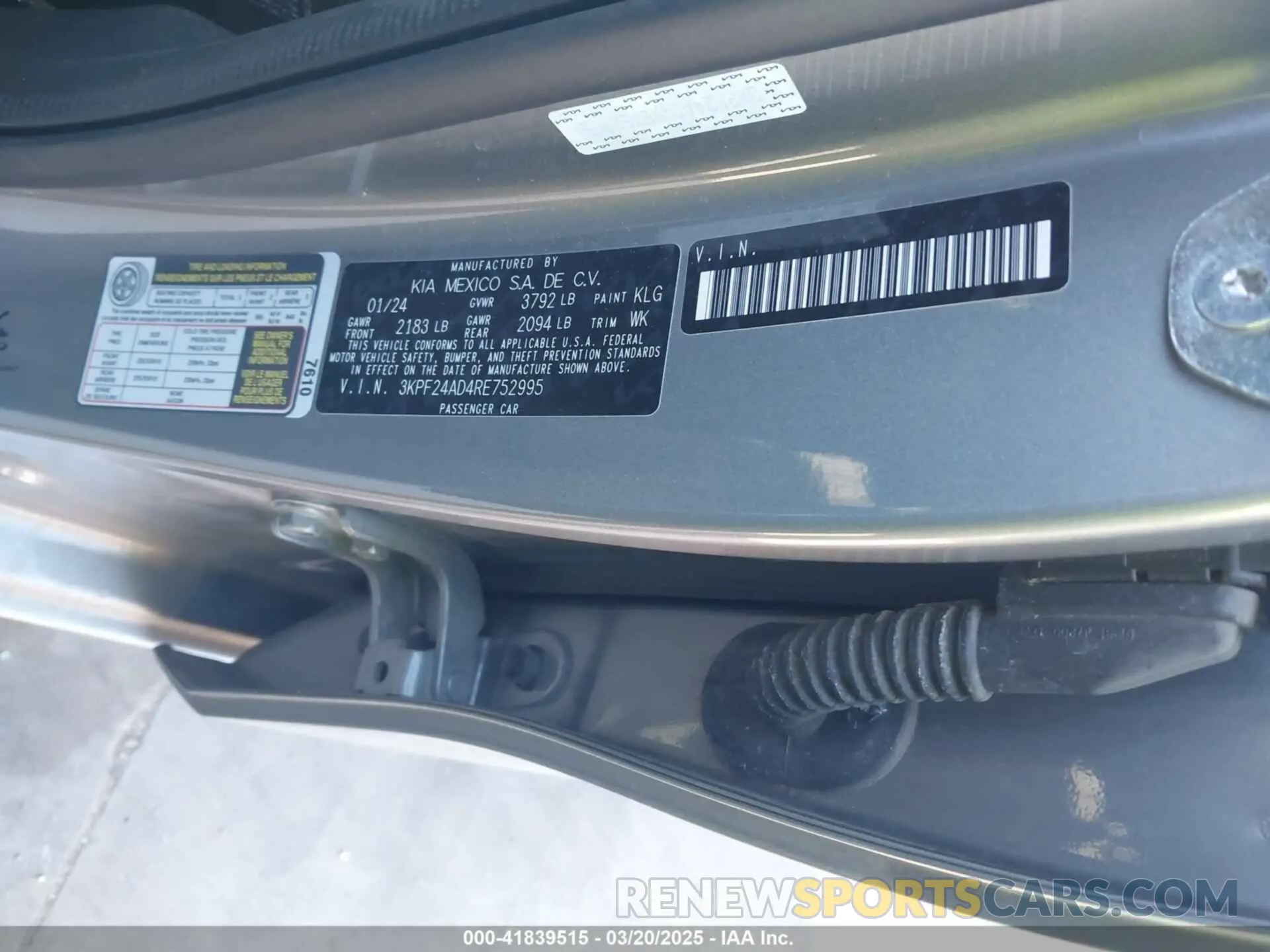 9 fotografías del automóvil dañado 3KPF24AD4RE752995 KIA FORTE 2024