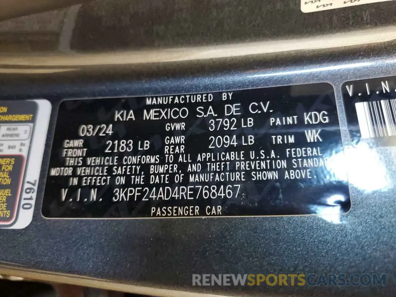 13 fotografías del automóvil dañado 3KPF24AD4RE768467 KIA FORTE 2024