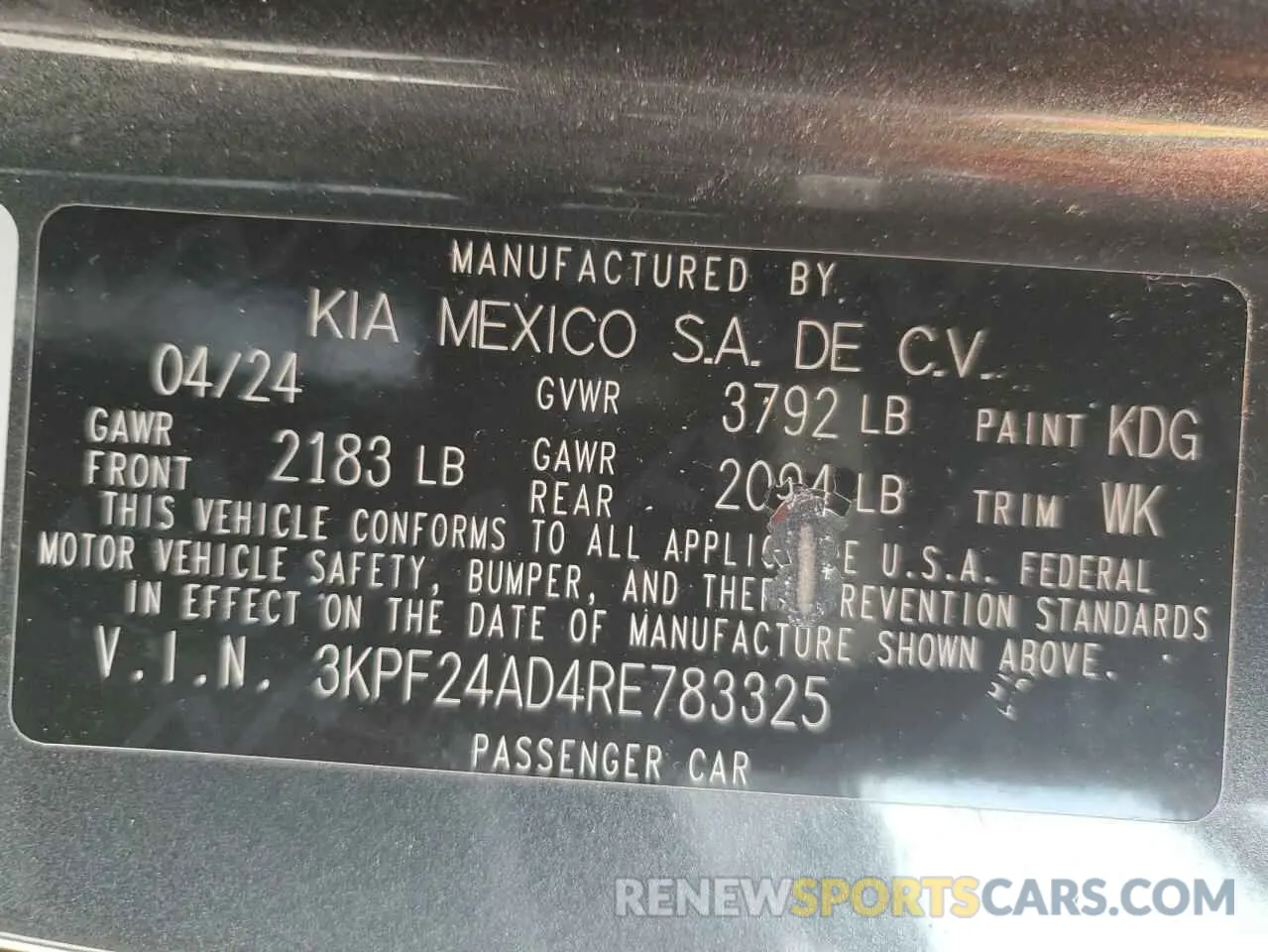 12 fotografías del automóvil dañado 3KPF24AD4RE783325 KIA FORTE 2024