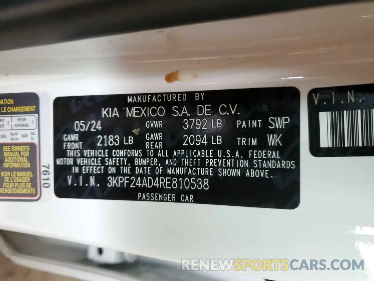 12 fotografías del automóvil dañado 3KPF24AD4RE810538 KIA FORTE 2024