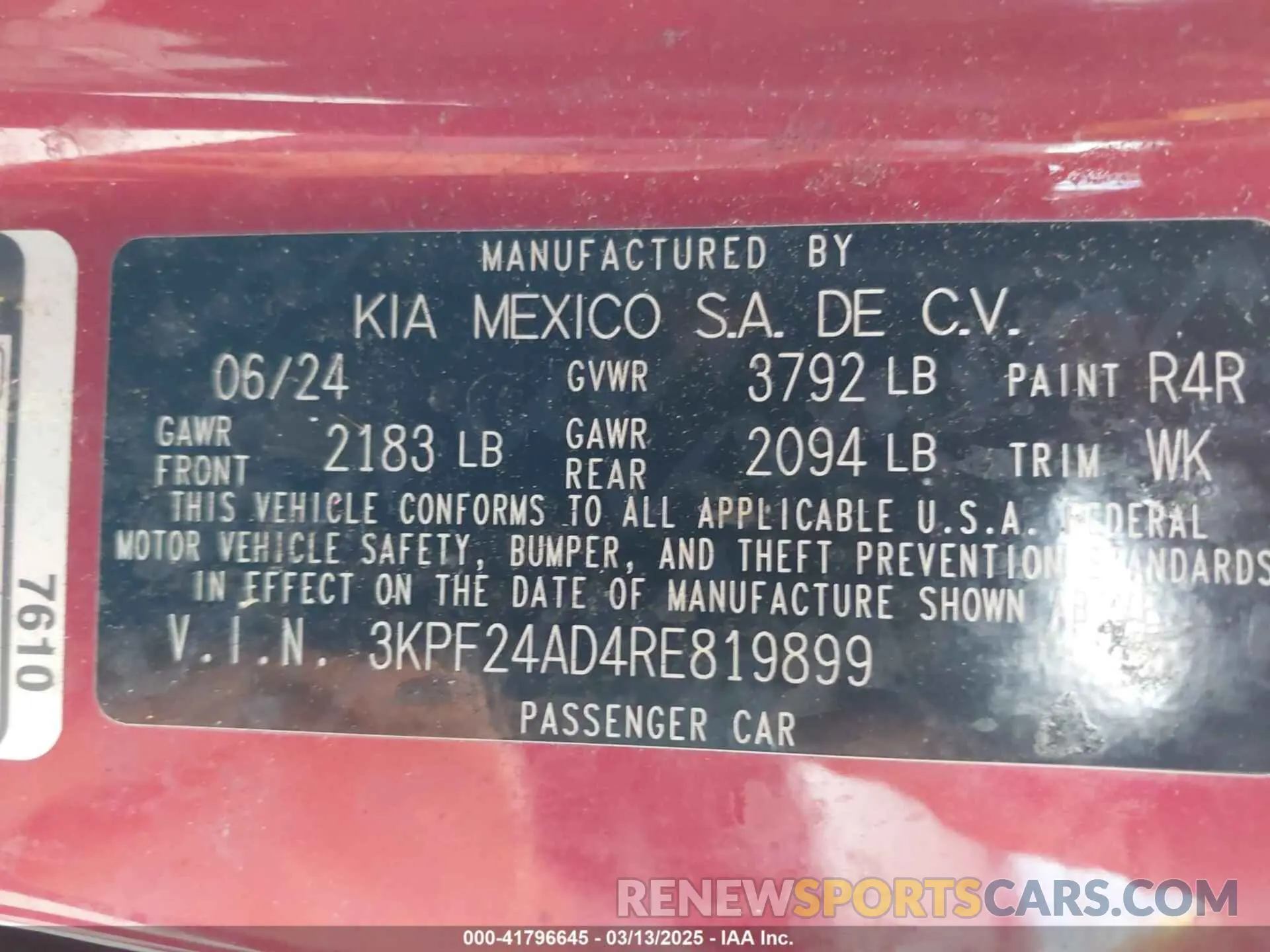 9 fotografías del automóvil dañado 3KPF24AD4RE819899 KIA FORTE 2024
