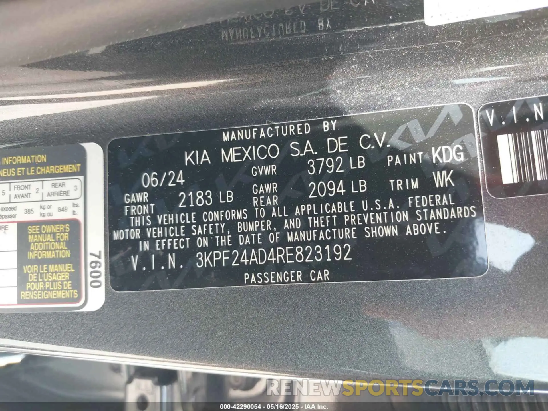 9 fotografías del automóvil dañado 3KPF24AD4RE823192 KIA FORTE 2024