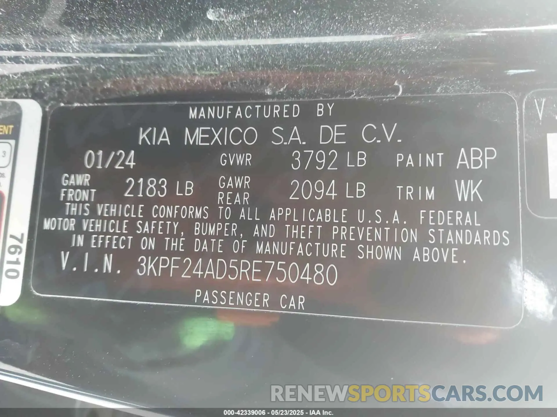9 fotografías del automóvil dañado 3KPF24AD5RE750480 KIA FORTE 2024