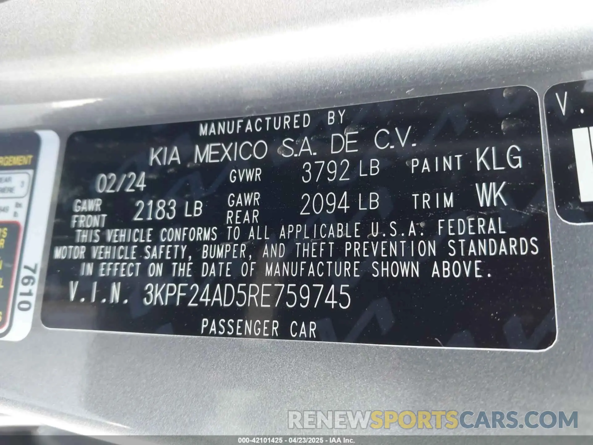 9 fotografías del automóvil dañado 3KPF24AD5RE759745 KIA FORTE 2024