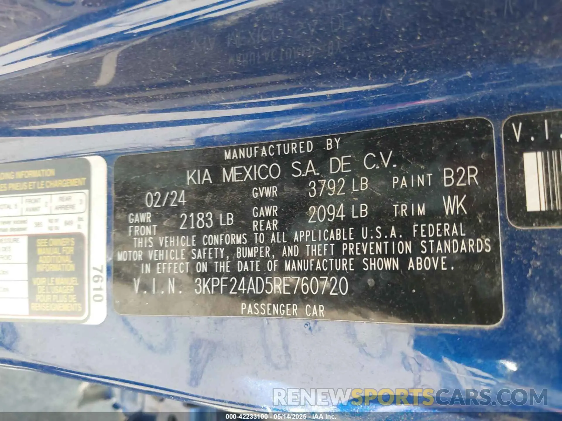 9 fotografías del automóvil dañado 3KPF24AD5RE760720 KIA FORTE 2024