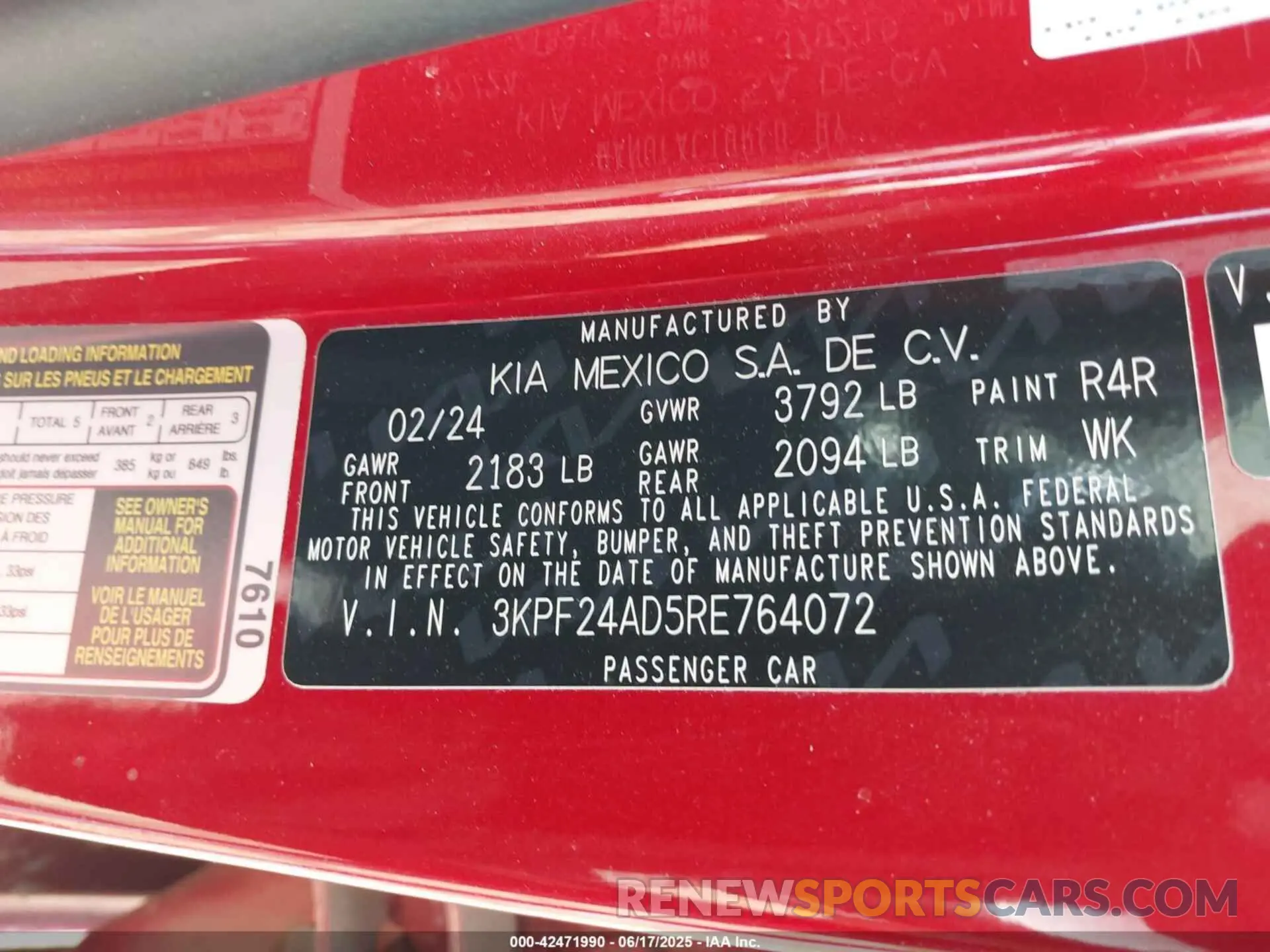 9 fotografías del automóvil dañado 3KPF24AD5RE764072 KIA FORTE 2024