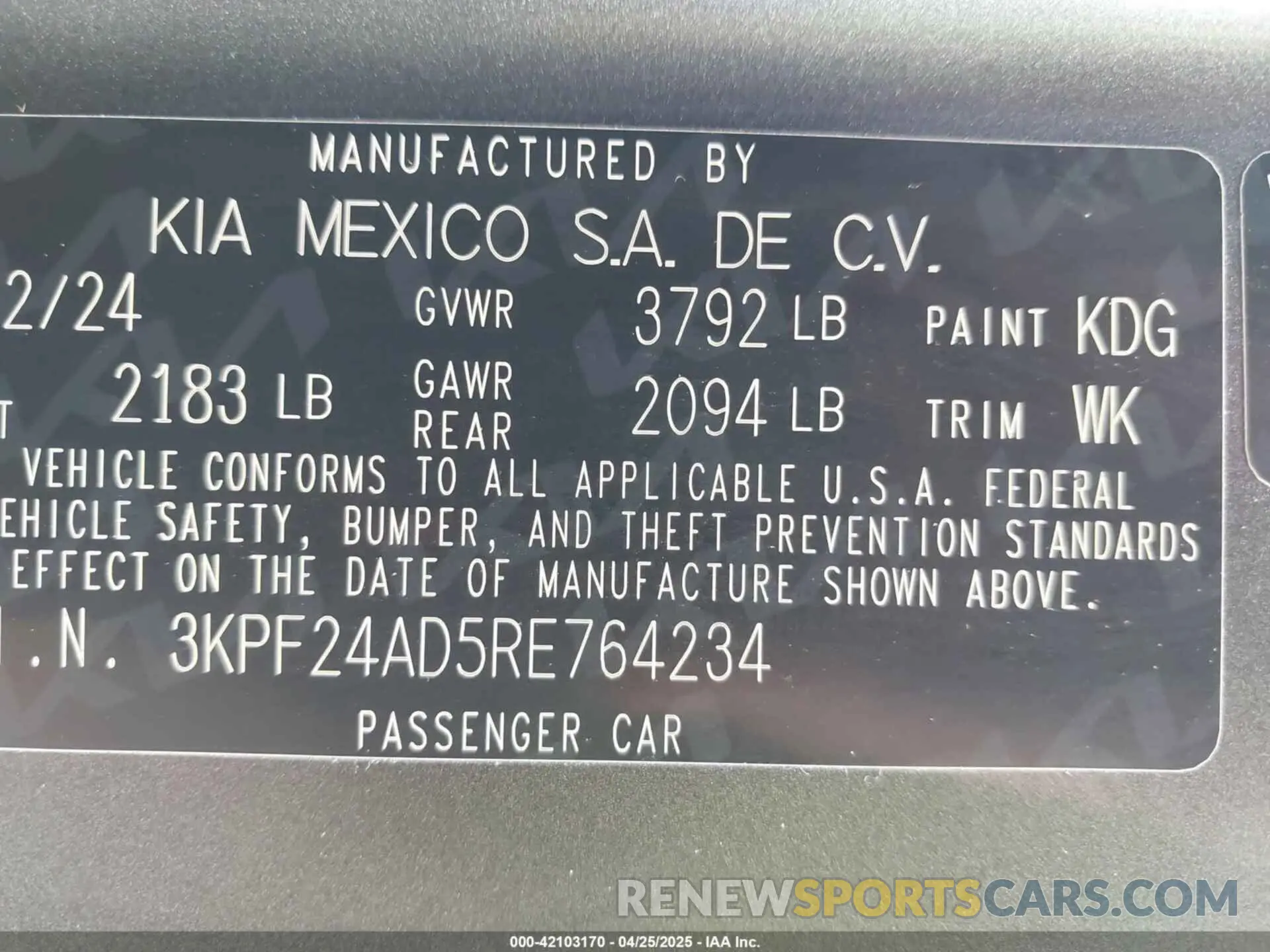 9 fotografías del automóvil dañado 3KPF24AD5RE764234 KIA FORTE 2024