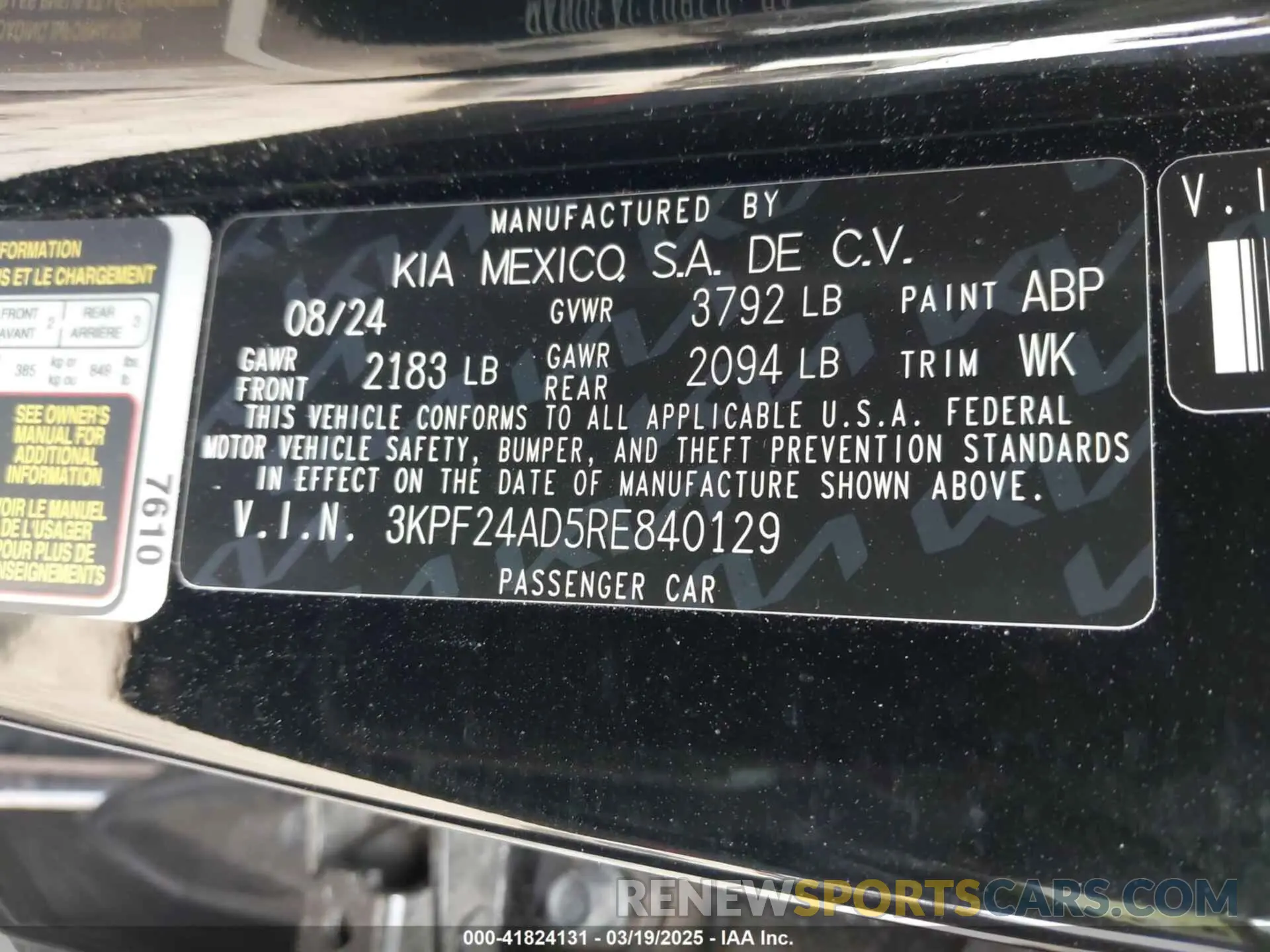 9 fotografías del automóvil dañado 3KPF24AD5RE840129 KIA FORTE 2024