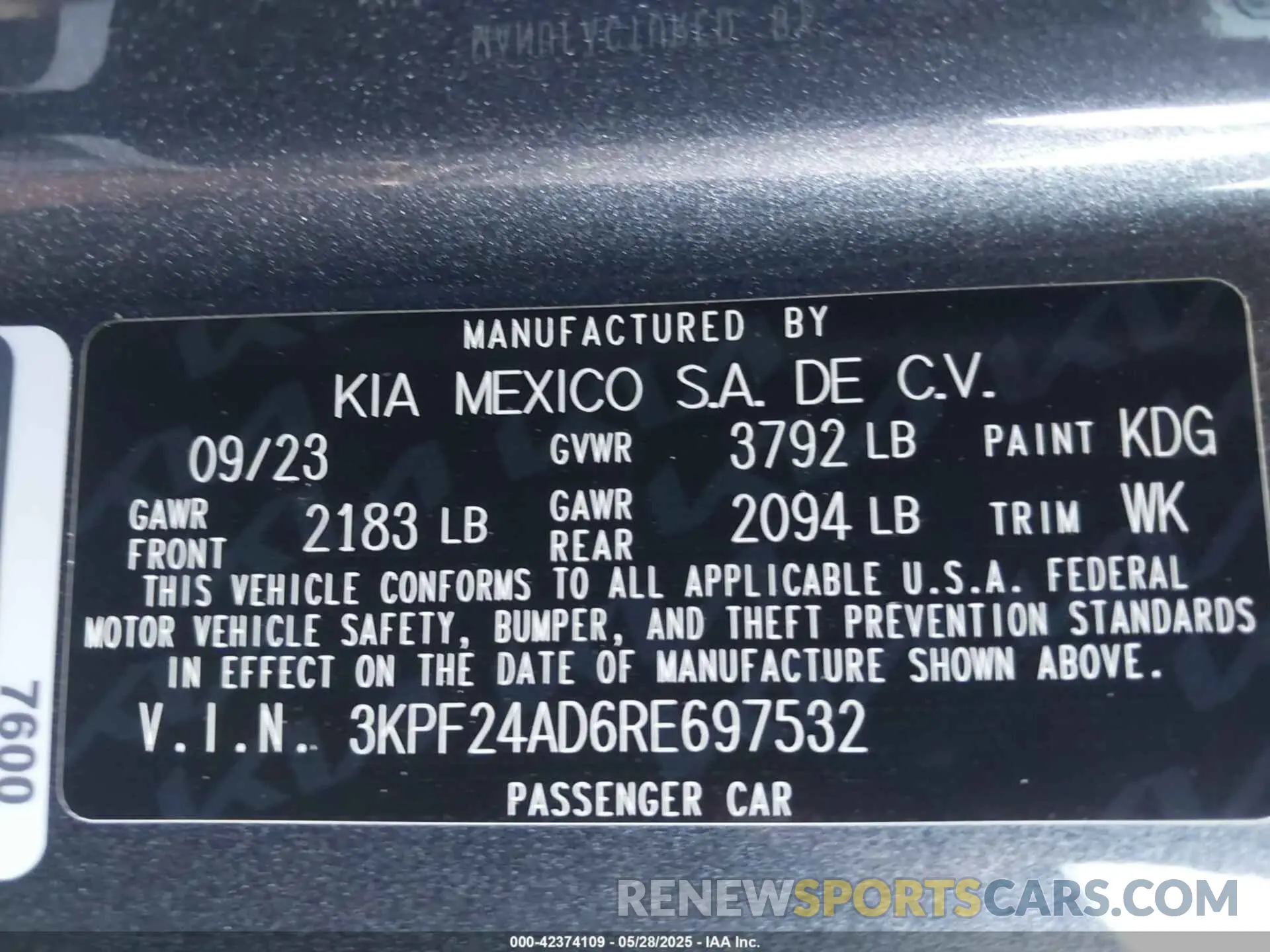 9 fotografías del automóvil dañado 3KPF24AD6RE697532 KIA FORTE 2024