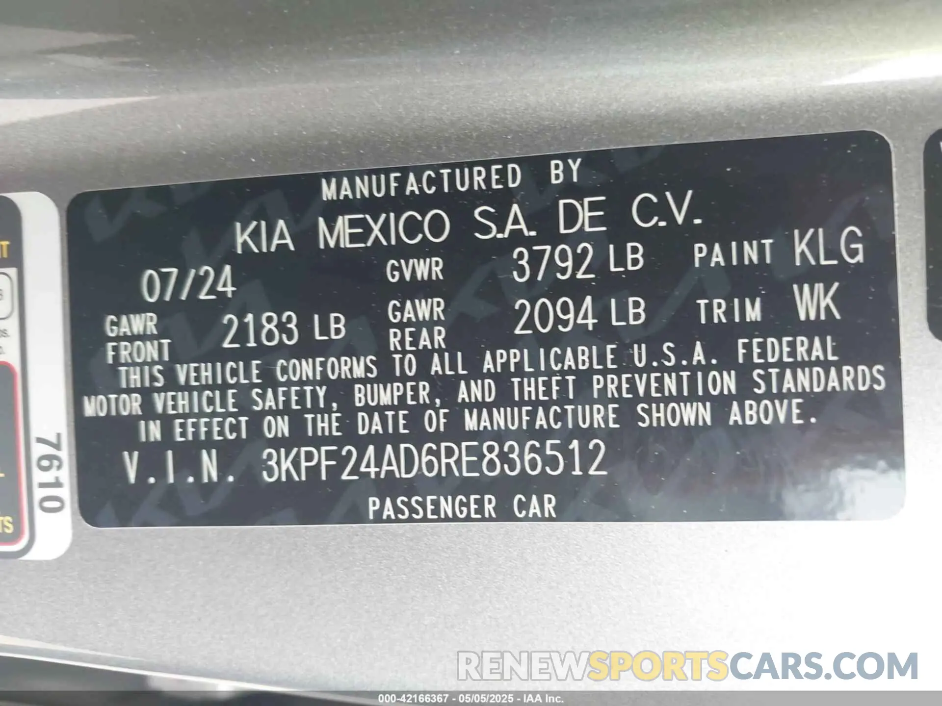 9 fotografías del automóvil dañado 3KPF24AD6RE836512 KIA FORTE 2024