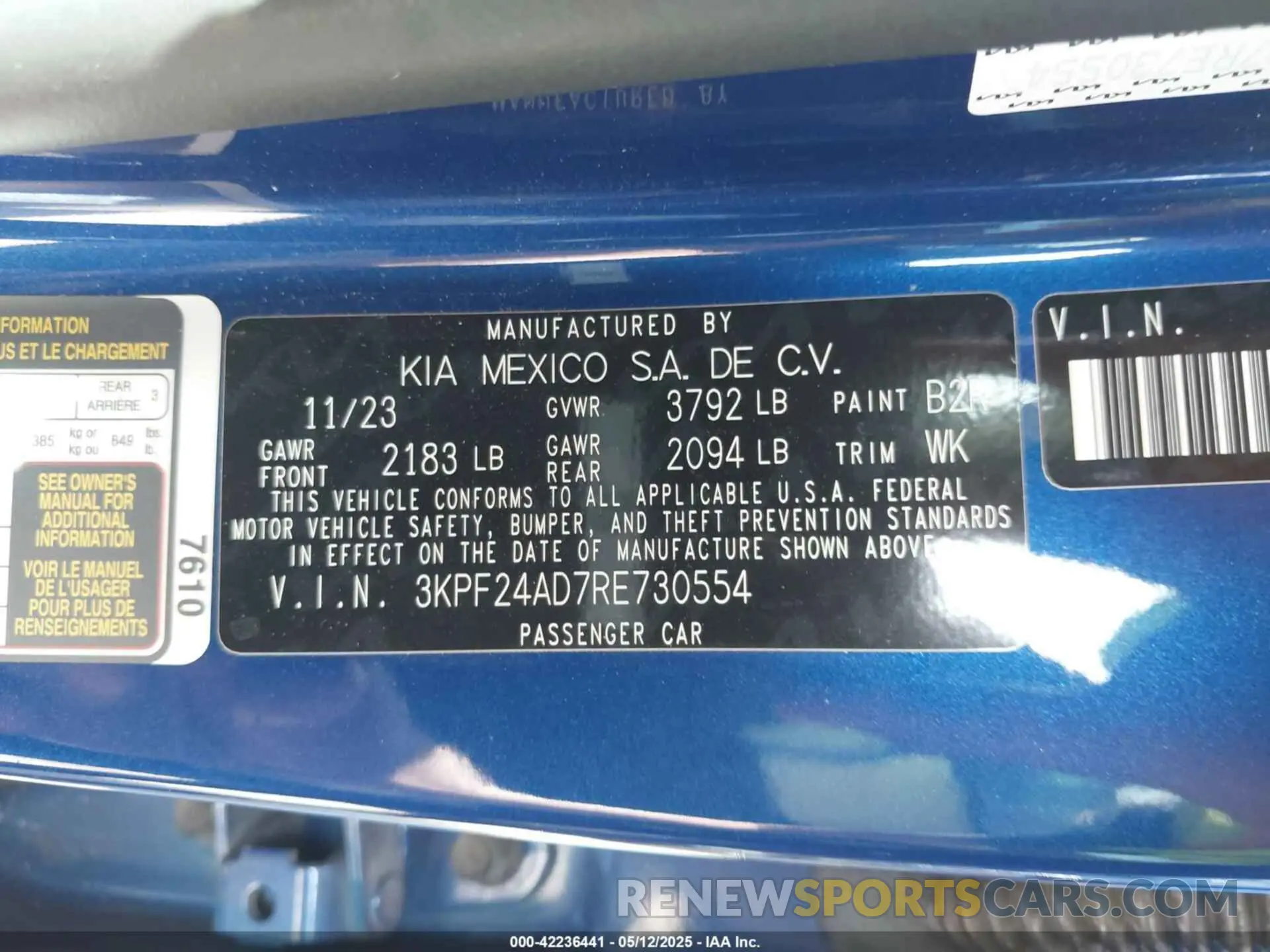 9 fotografías del automóvil dañado 3KPF24AD7RE730554 KIA FORTE 2024
