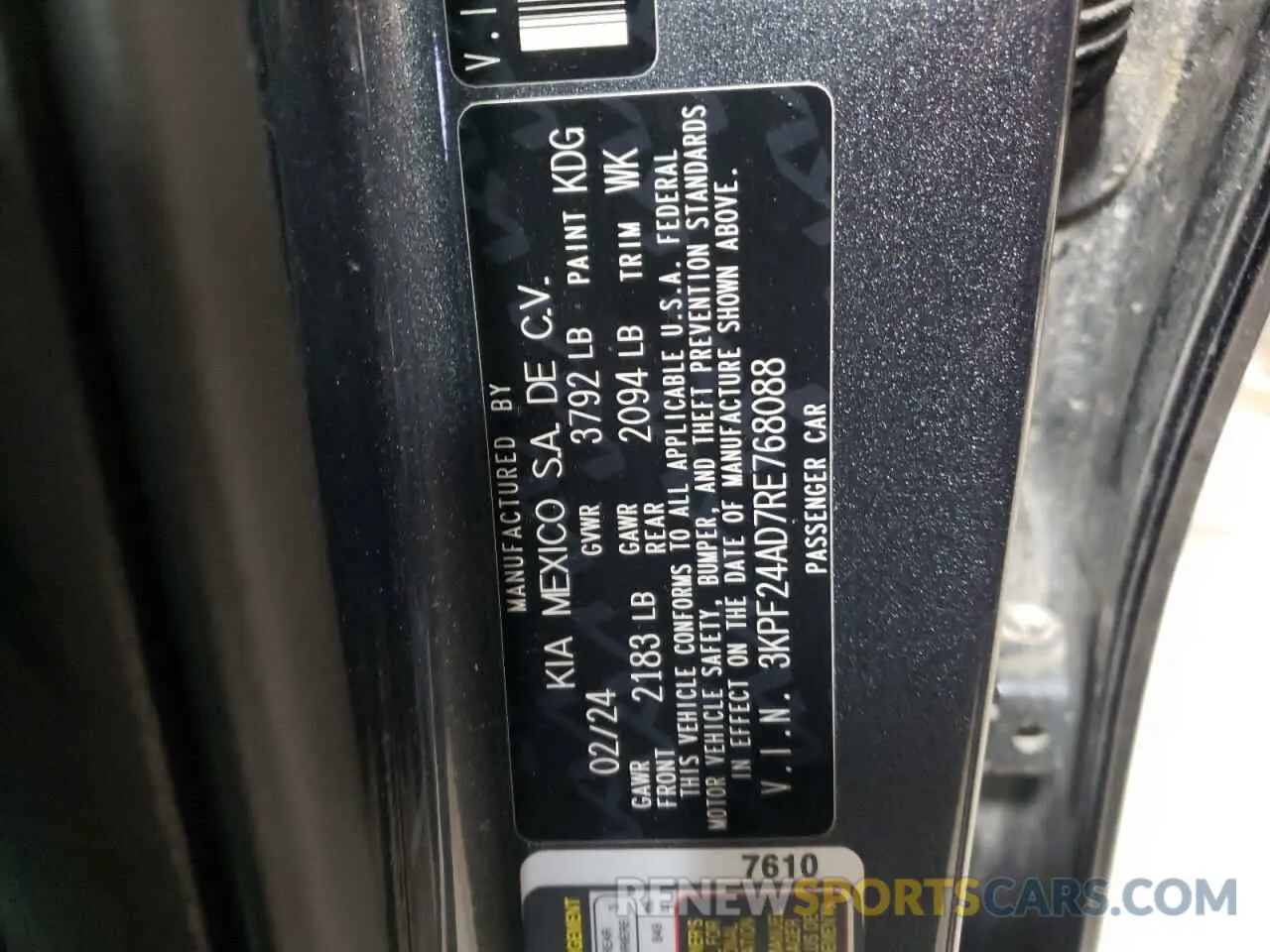 12 fotografías del automóvil dañado 3KPF24AD7RE768088 KIA FORTE 2024